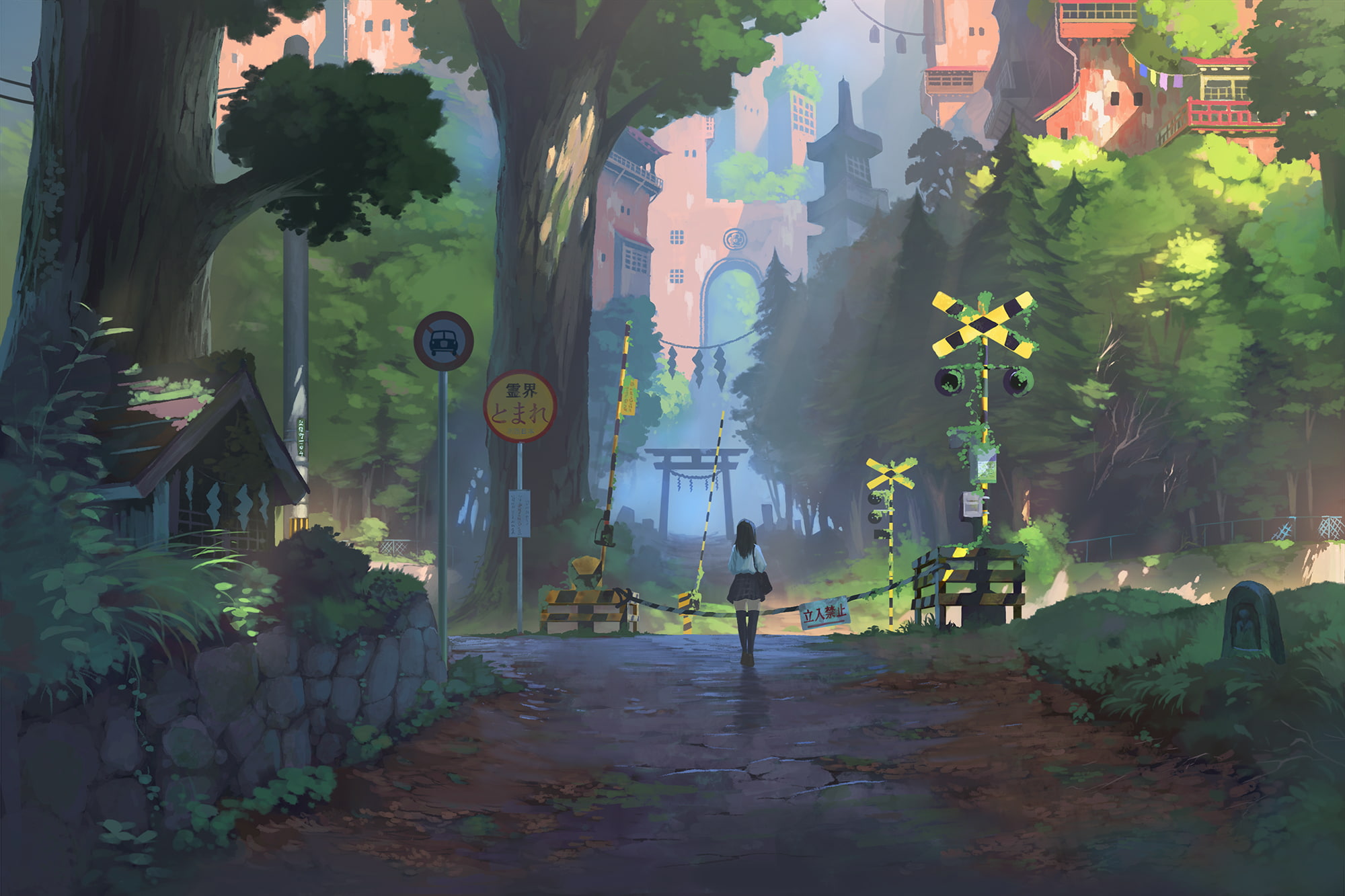 Girl, 1080P, Anime, Original, Landscape, Bosque, HD Wallpaper