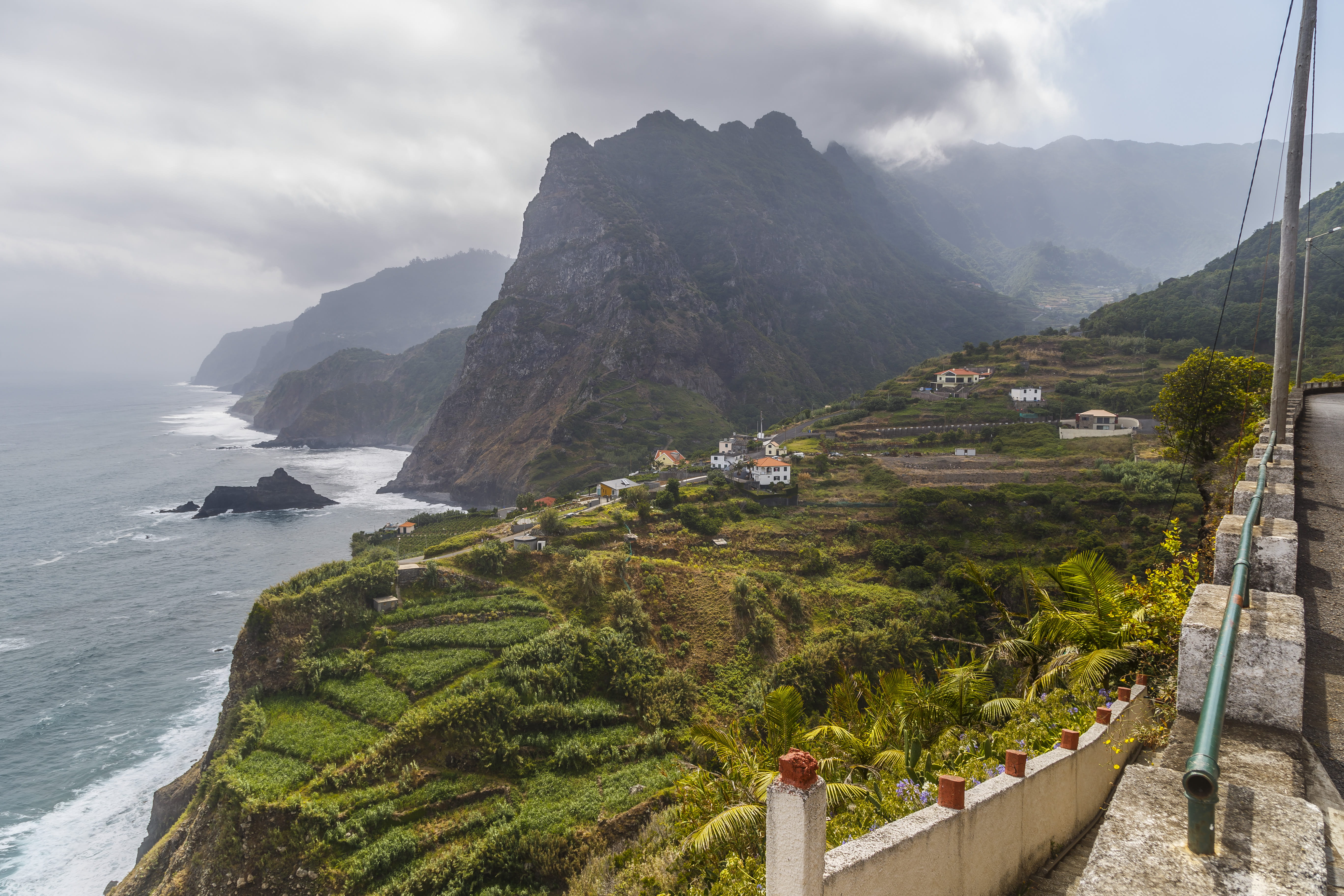 water, tranquil scene, nature, land, 5K, sea, ponta delgada, idyllic, plant, waves, portugal, high angle view, atlantic, mountains, ocean, day, cloud - sky, HD Wallpaper