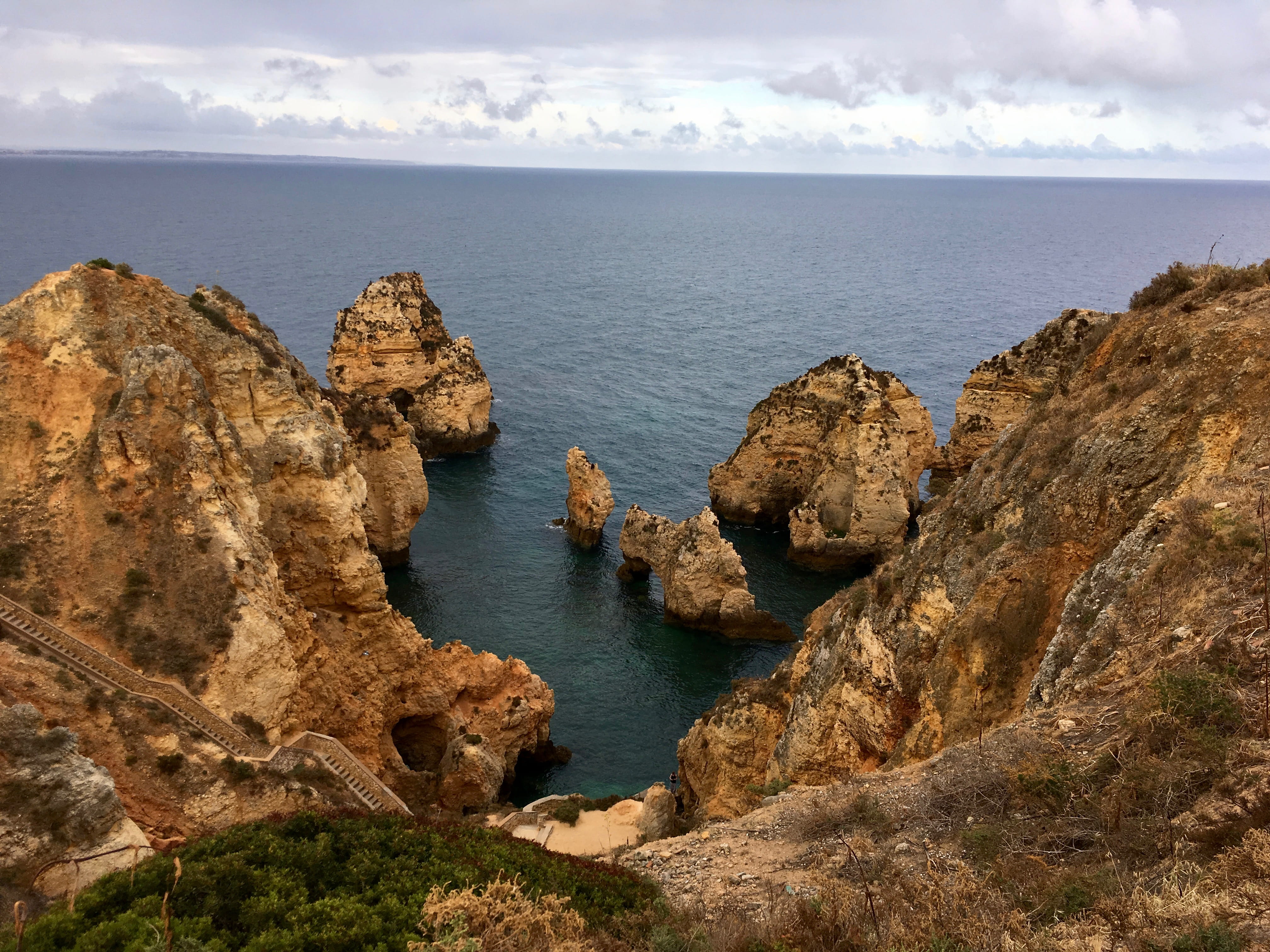 sky, beauty in nature, eroded, outdoors, sea, land, no people, solid, rock, portugal, rock formation, stack rock, beach, cloud - sky, horizon, nature, scenics - nature, HD Wallpaper