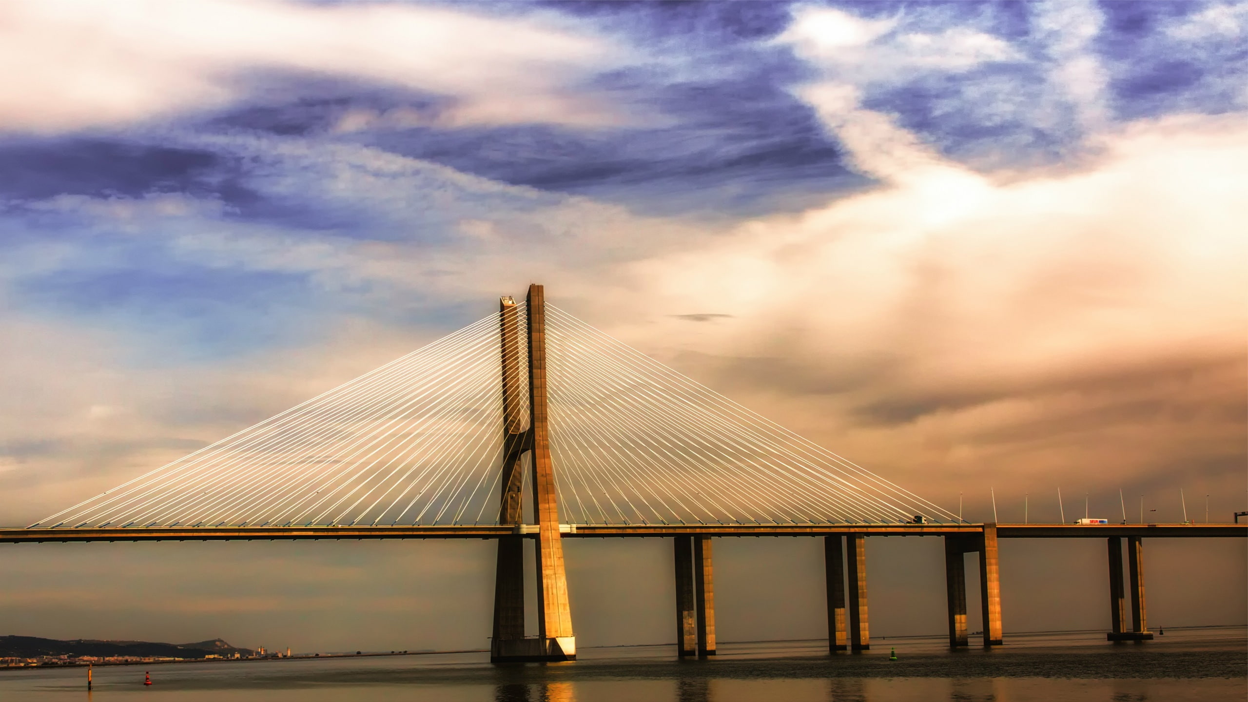 2K, River, Portugal, Lisbon, Tagus, Sunset, Bridge, HD Wallpaper