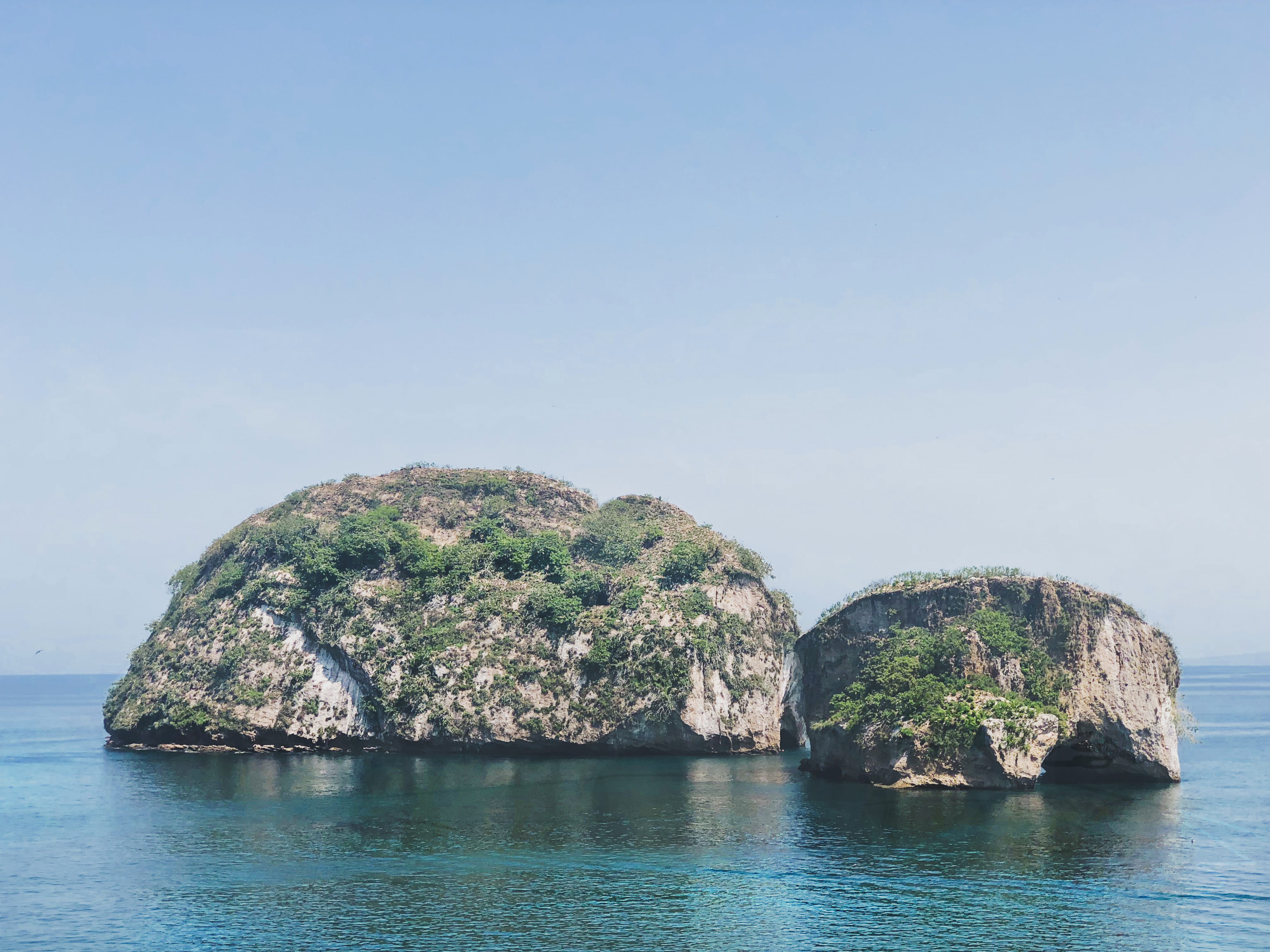 scenics - nature, solid, 2K, arcos, puerto vallarta, blue, outdoors, waterfront, calm, stack rock, tranquil scene, nature, tranquil, rock, sky, sea, beach island, HD Wallpaper