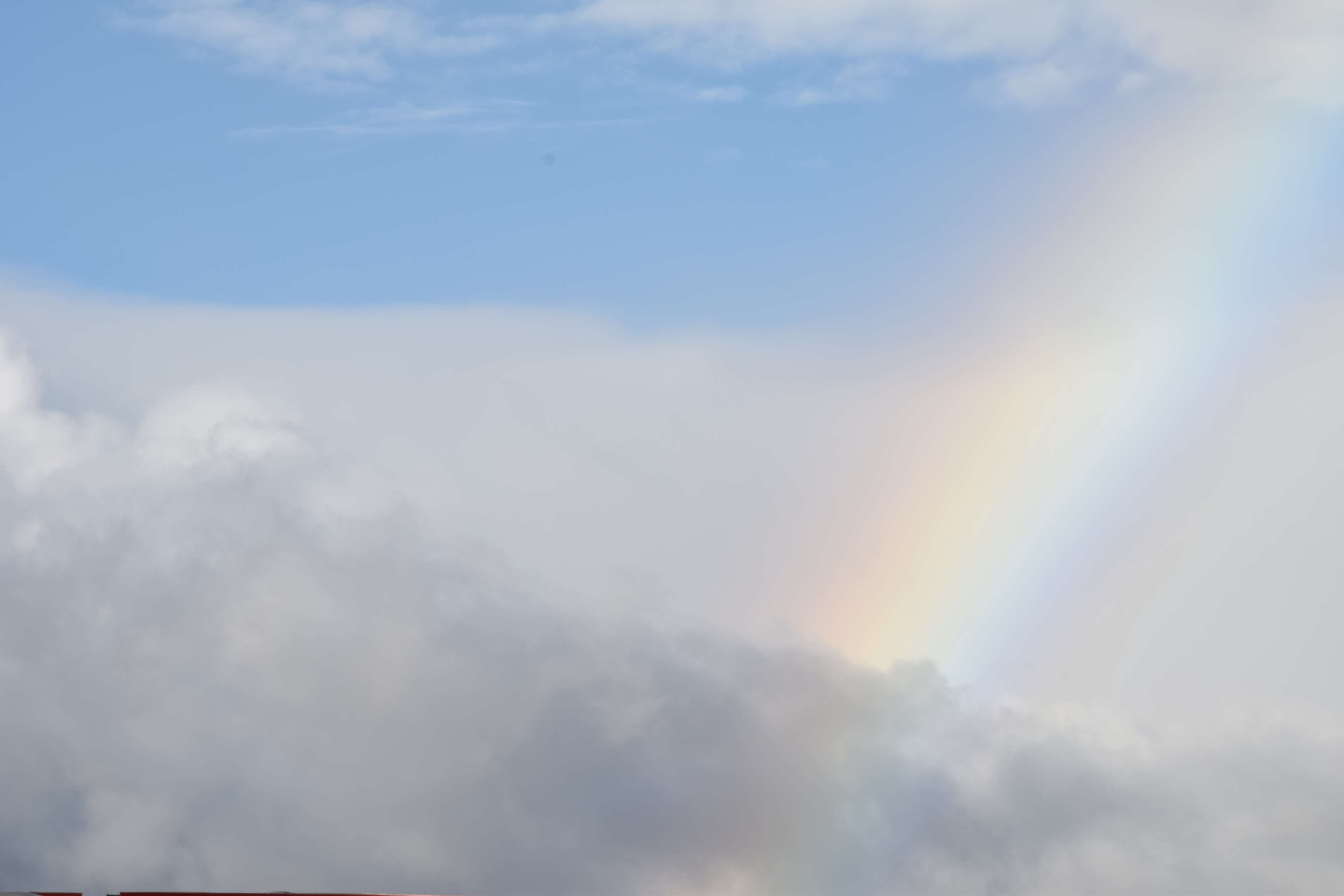 softness, beauty in nature, arco iris, blue sky, rainbow, cloudscape, no people, backgrounds, outdoors, low angle view, dramatic sky, tranquil scene, 4K, HD Wallpaper