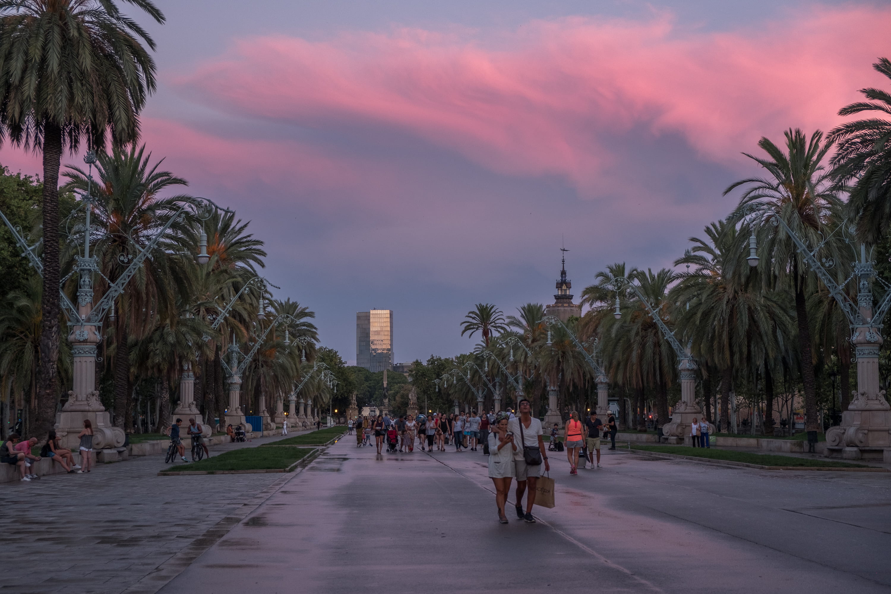 crowd, group of people, building exterior, real people, tree, 2K, triumph, men, monument, pink, built structure, incidental people, sky, center, large group of people, HD Wallpaper