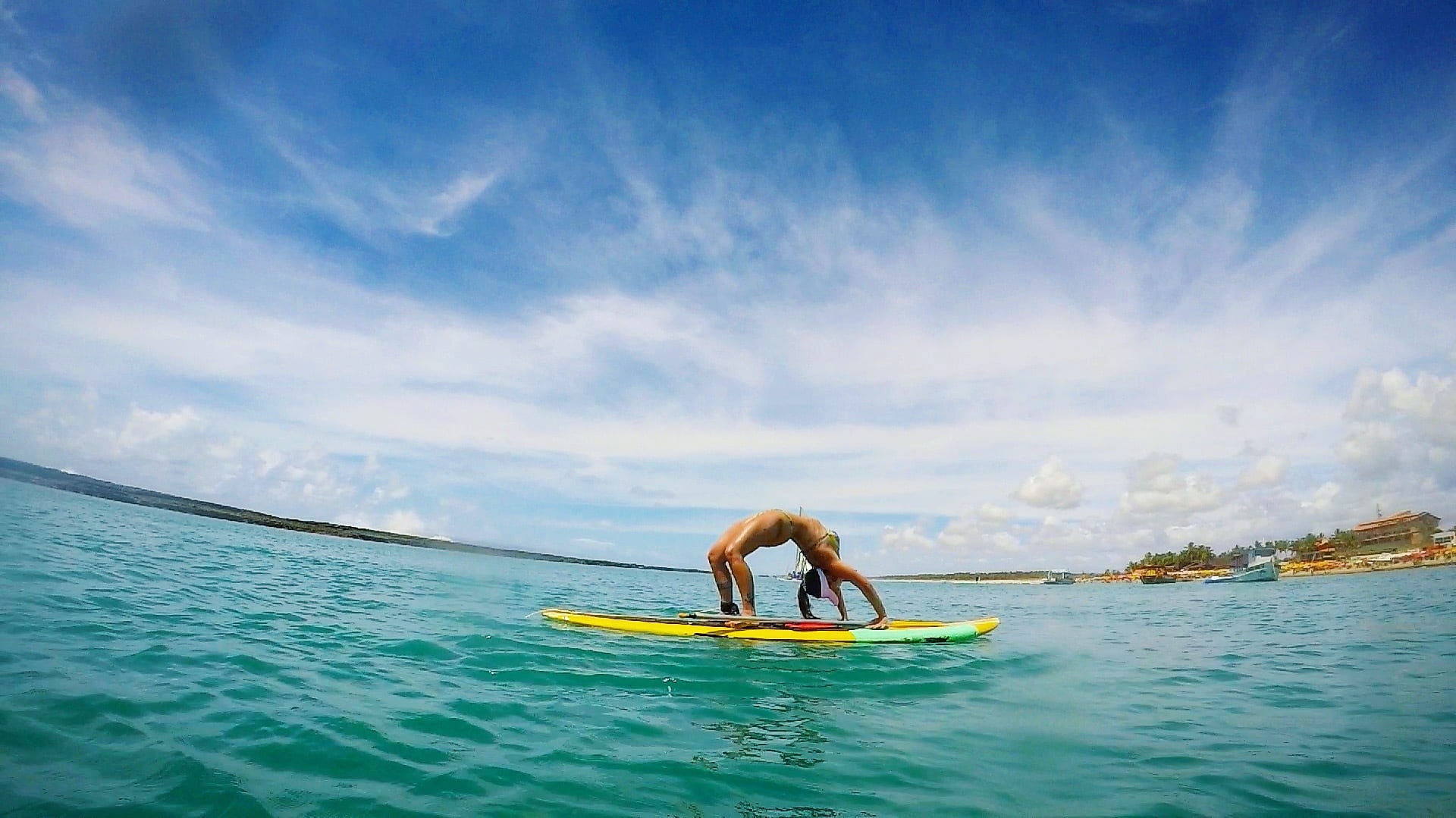 adventure, water, one person, standuppaddle, nautical vessel, pineapple, outdoors, yoga, beach, day, holiday, transportation, sea, cloud - sky, blue, brazil, HD Wallpaper