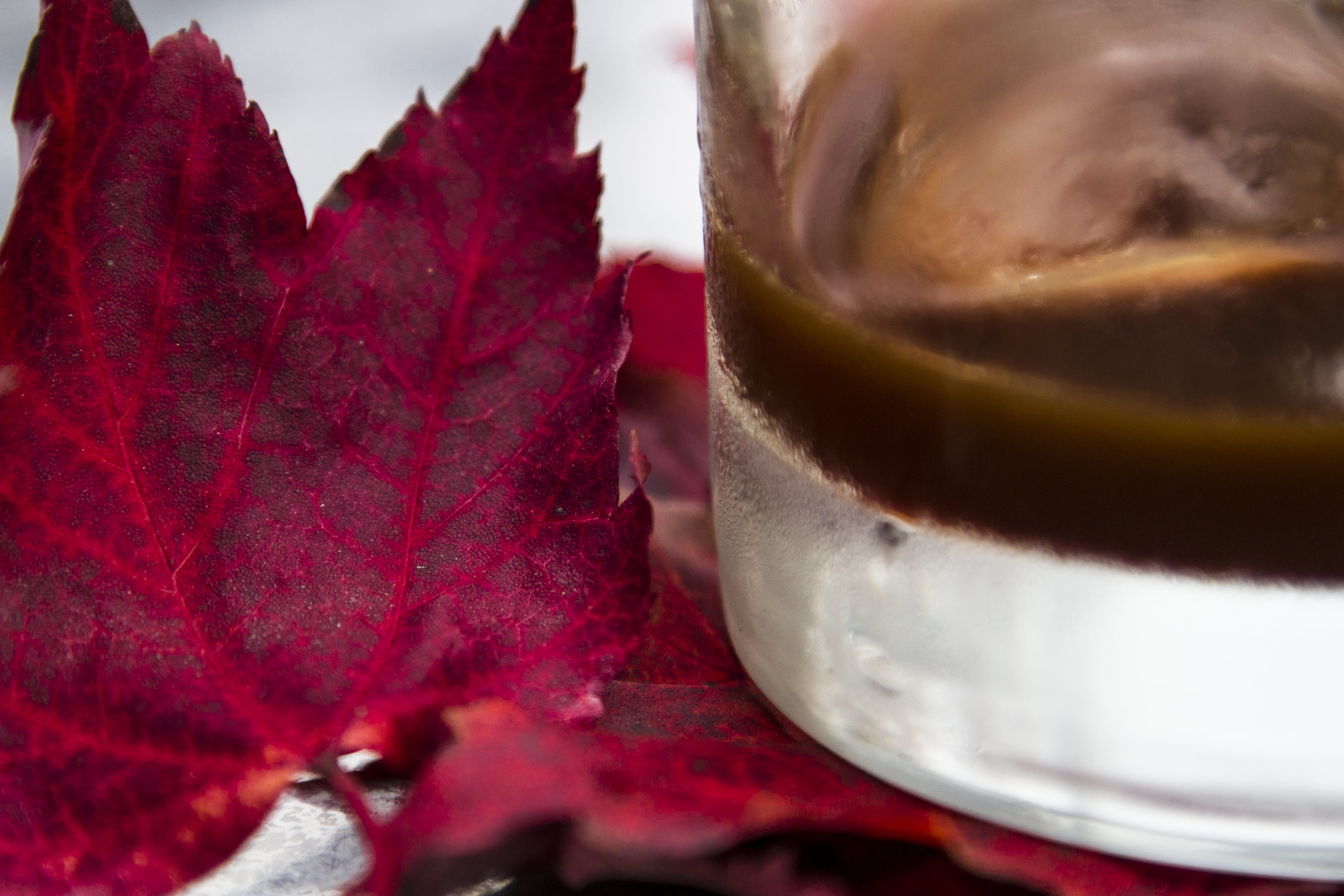 red, studio shot, arca (o pino), indulgence, leaf, coffee, brown, restaurante o acivro, focus on foreground, galicia, spain, drinking glass, galiza, cold, HD Wallpaper