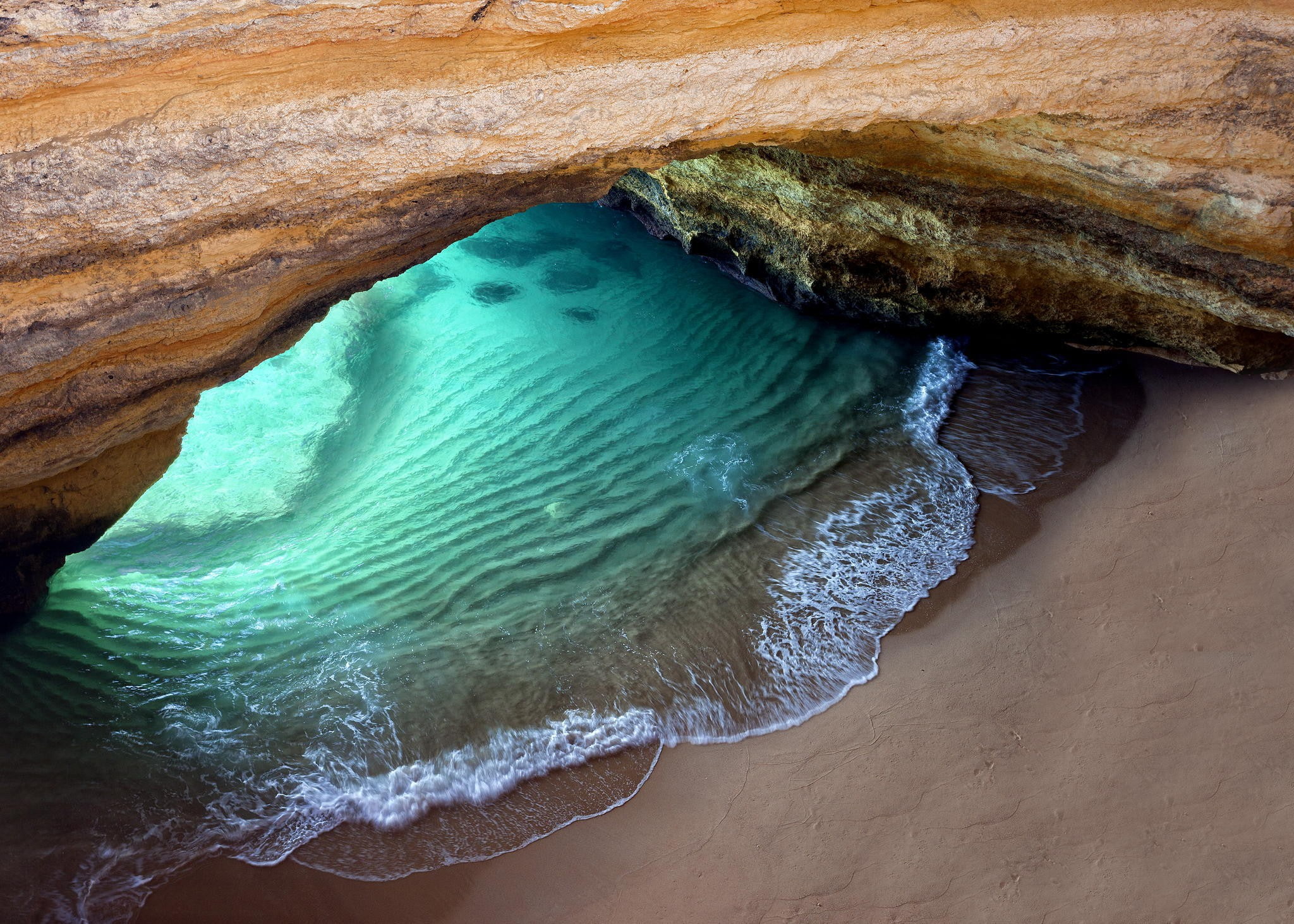 beach, rock, cave, 1080P, Ocean, HD Wallpaper