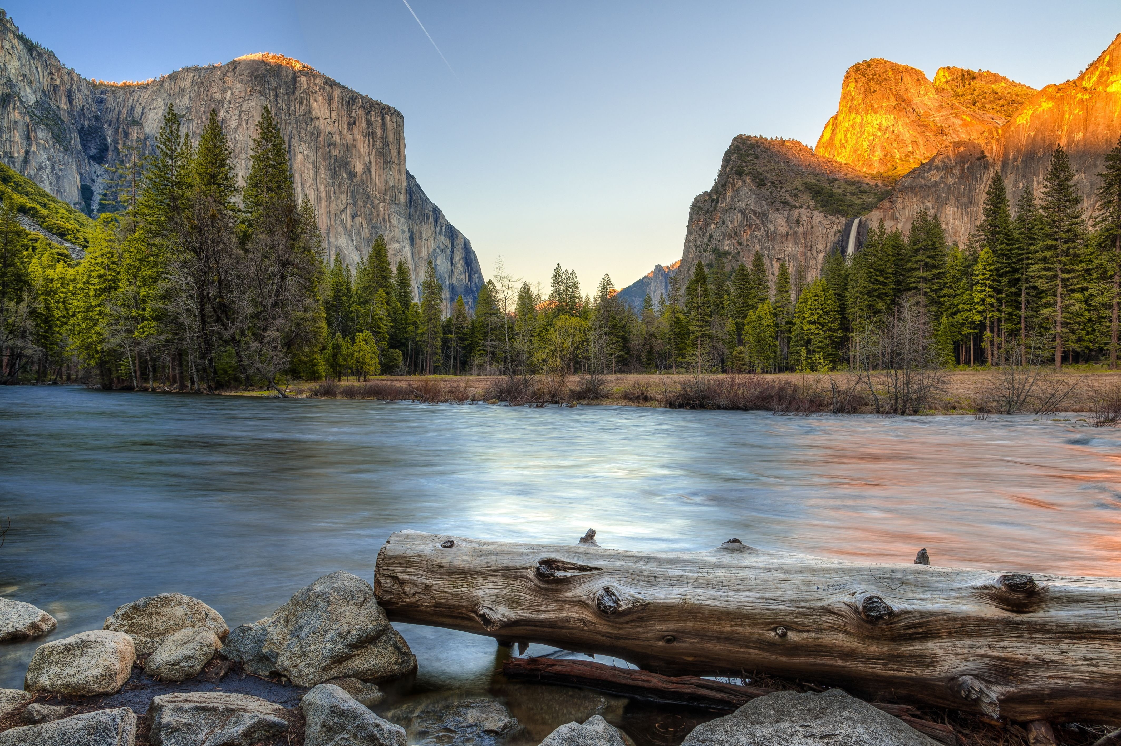 scenics - nature, tranquility, tree, Yosemite, non-urban scene, wood, mountain range, National, rock, idyllic, water, no people, sky, plant, rock - object, HD Wallpaper