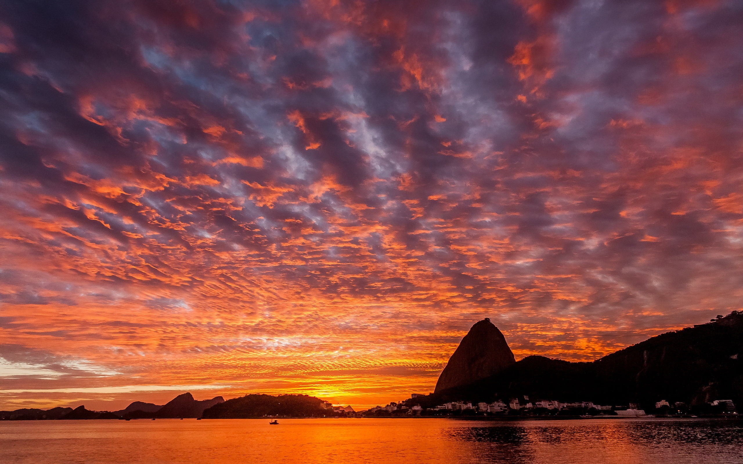 beach, Rio de Janeiro, 2K, Brazil, sunset, HD Wallpaper