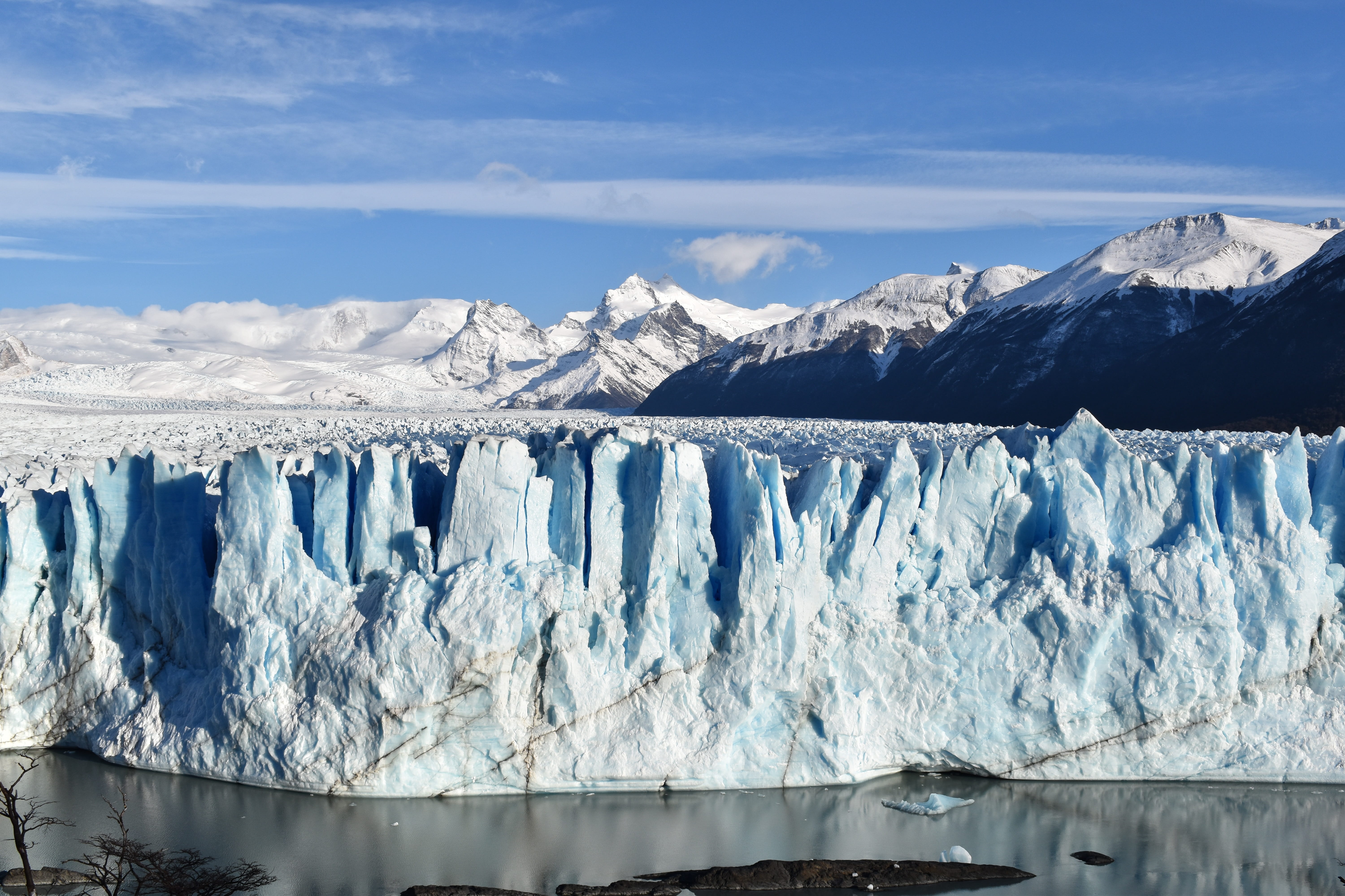mountain, sky, white color, landscape, 5K, snow, mountain range, melting, no people, patagonia, iceberg, tranquil scene, environment, water, snowcapped mountain, HD Wallpaper