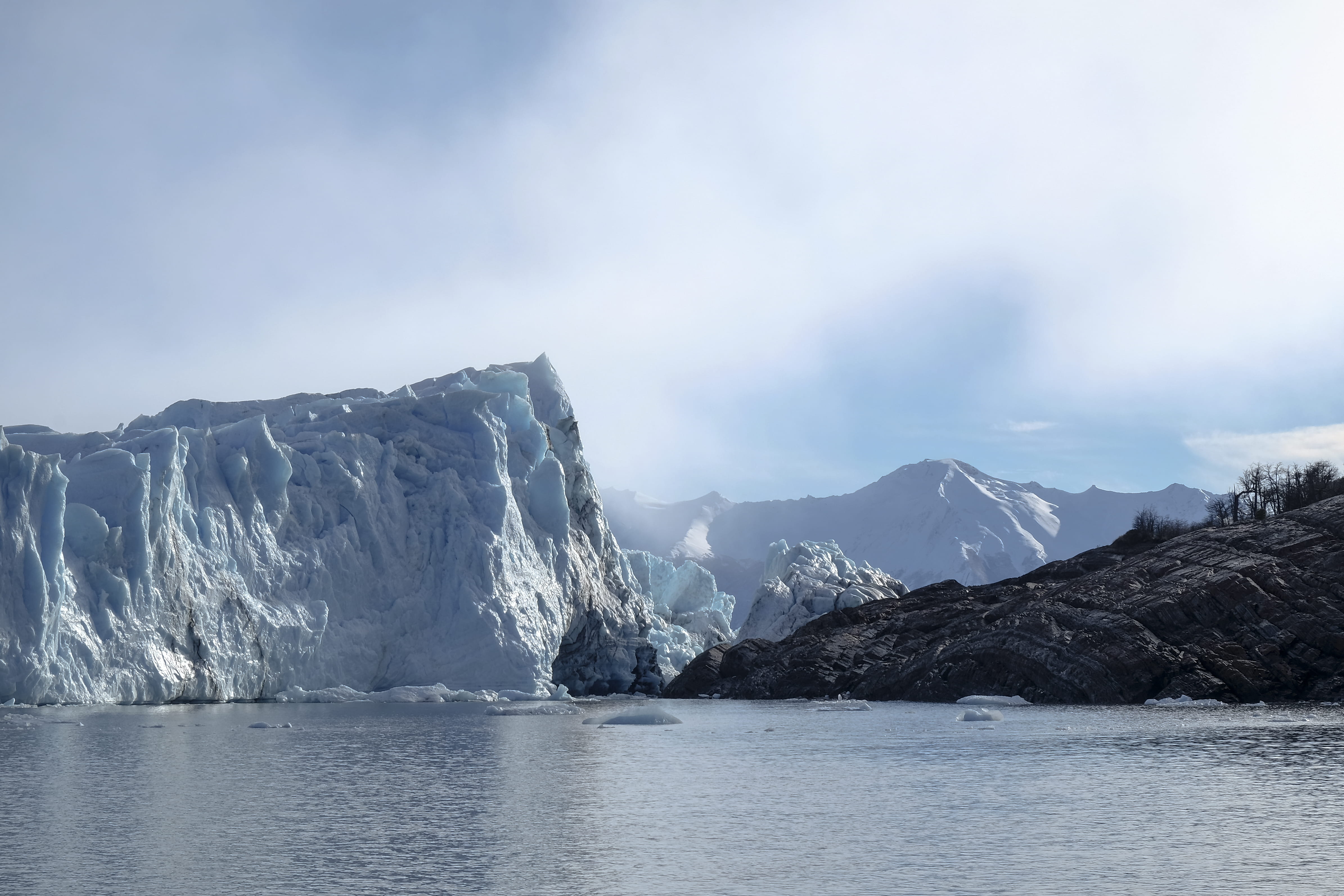 nature, landscape, mountain peak, tranquil scene, range, argentina, waterfront, cold temperature, high, 4K, puerito moreno, ice, sky, water, winter, sea, HD Wallpaper