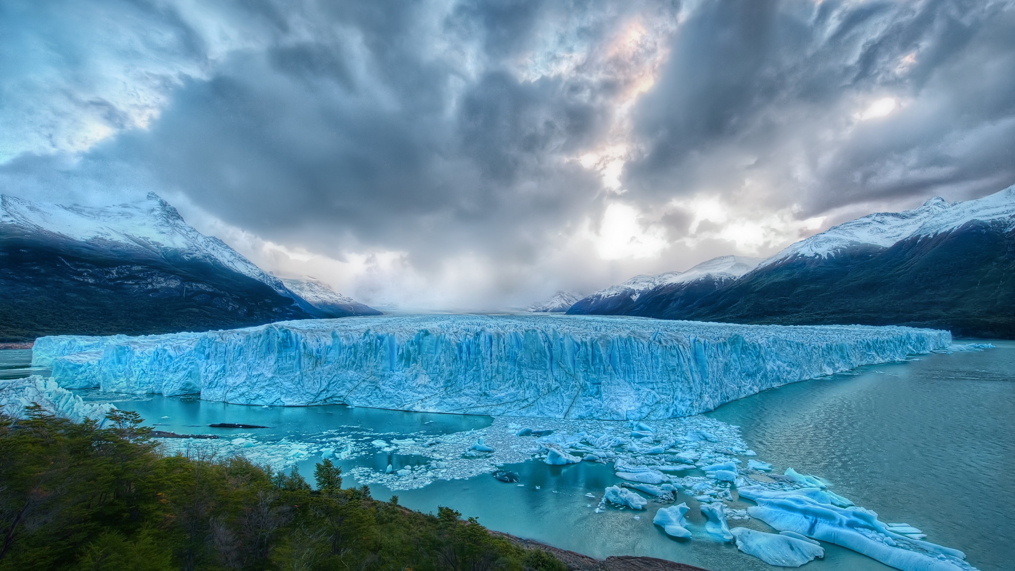 mountains, beautiful view, glaciar, huge, cold, 4K, water, HD Wallpaper