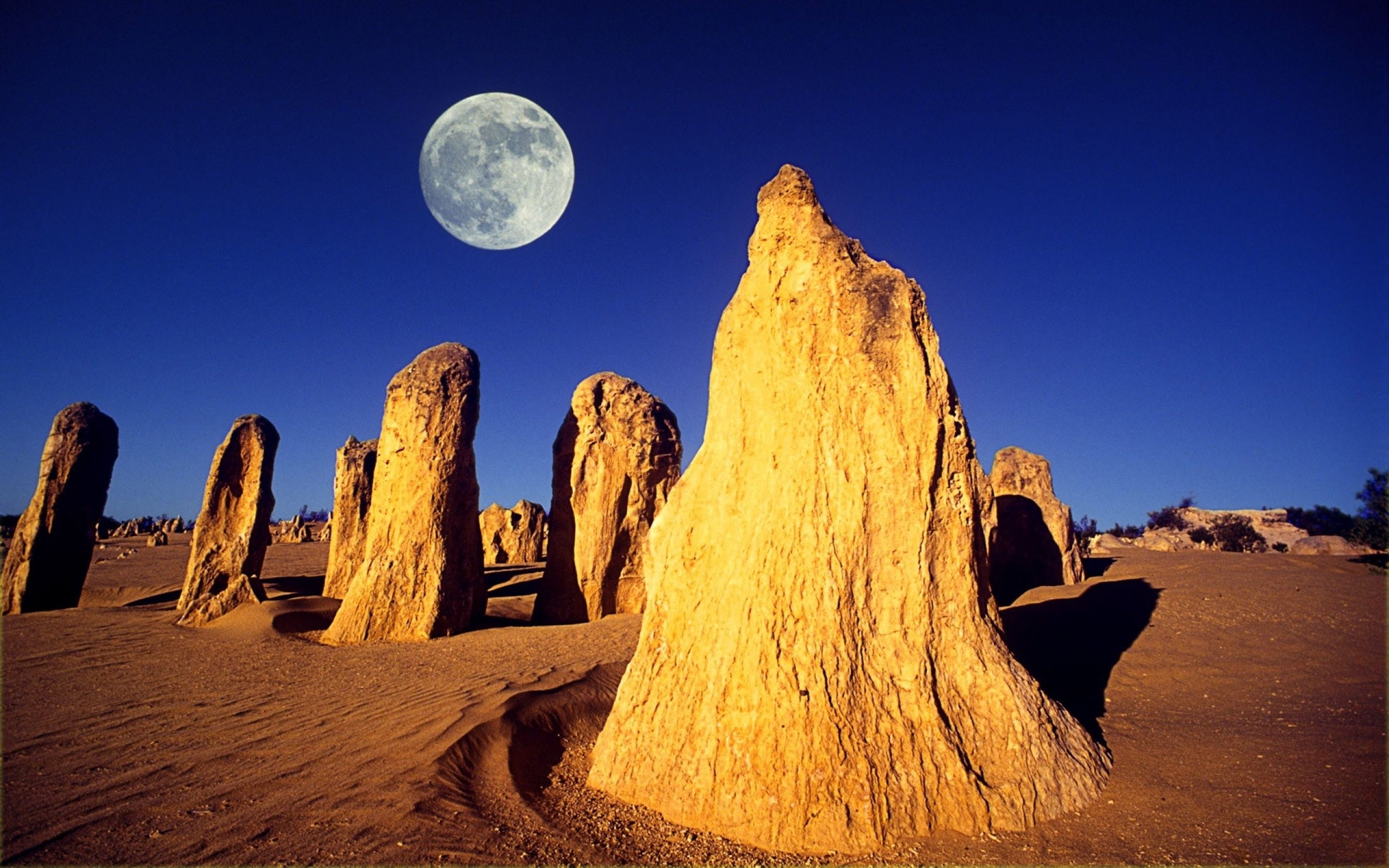 luna, desierto, 2K, HD Wallpaper