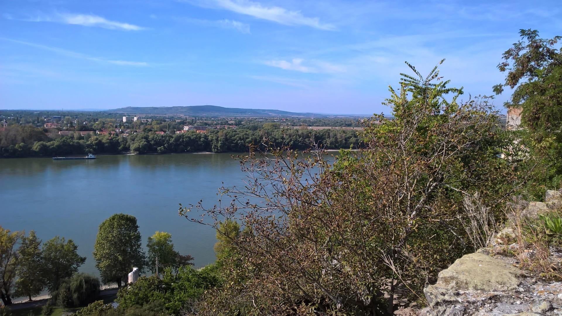 1080P, no people, city, cloud, flowers, esztergom, growth, lake, built structure, beauty in nature, blue, plant, mountain, river, trees, stone, architecture, HD Wallpaper
