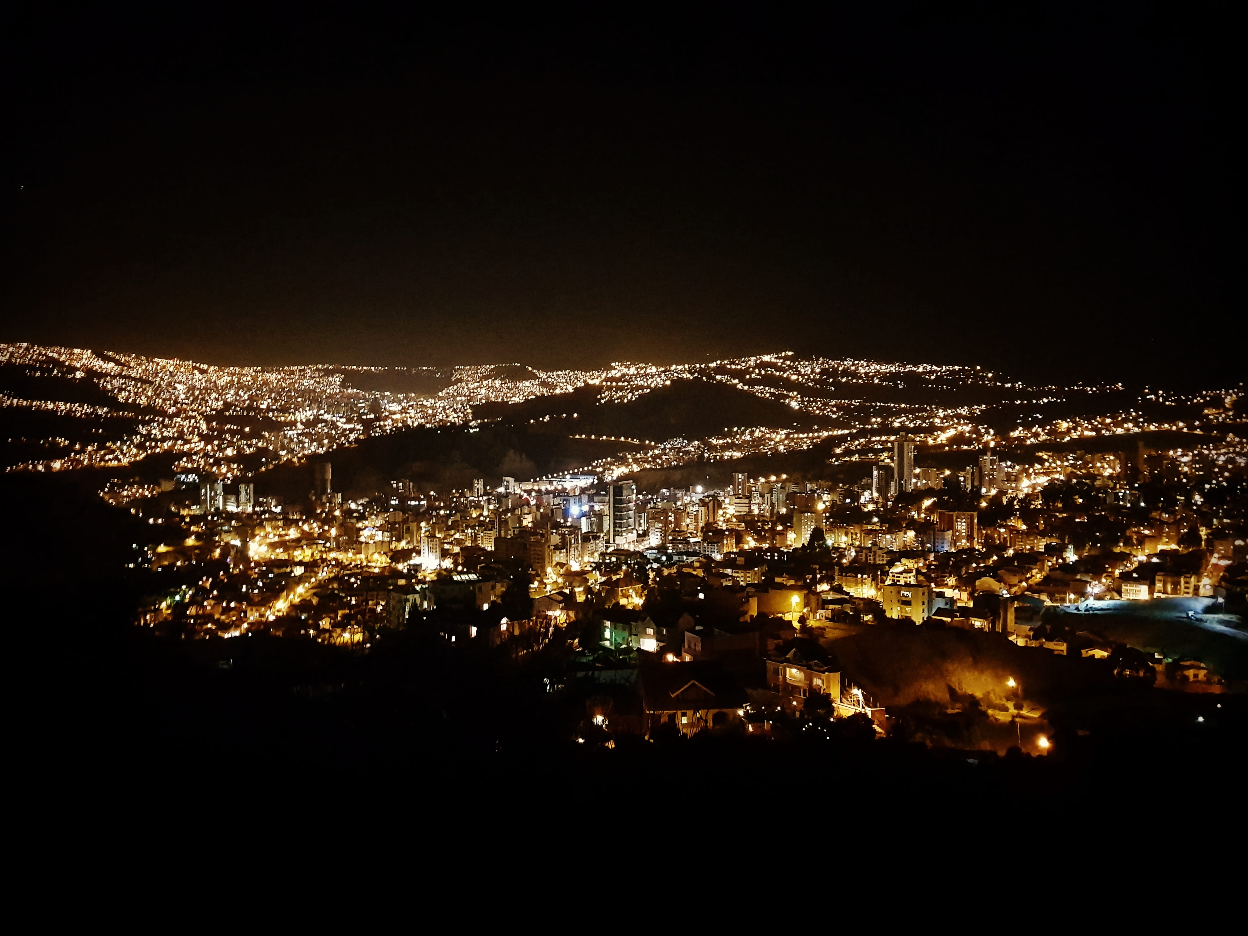 sky, nature, cityscape, paz, high angle view, settlement, no people, building, hill, copy space, view, built structure, outdoors, photography, nighttime, HD Wallpaper