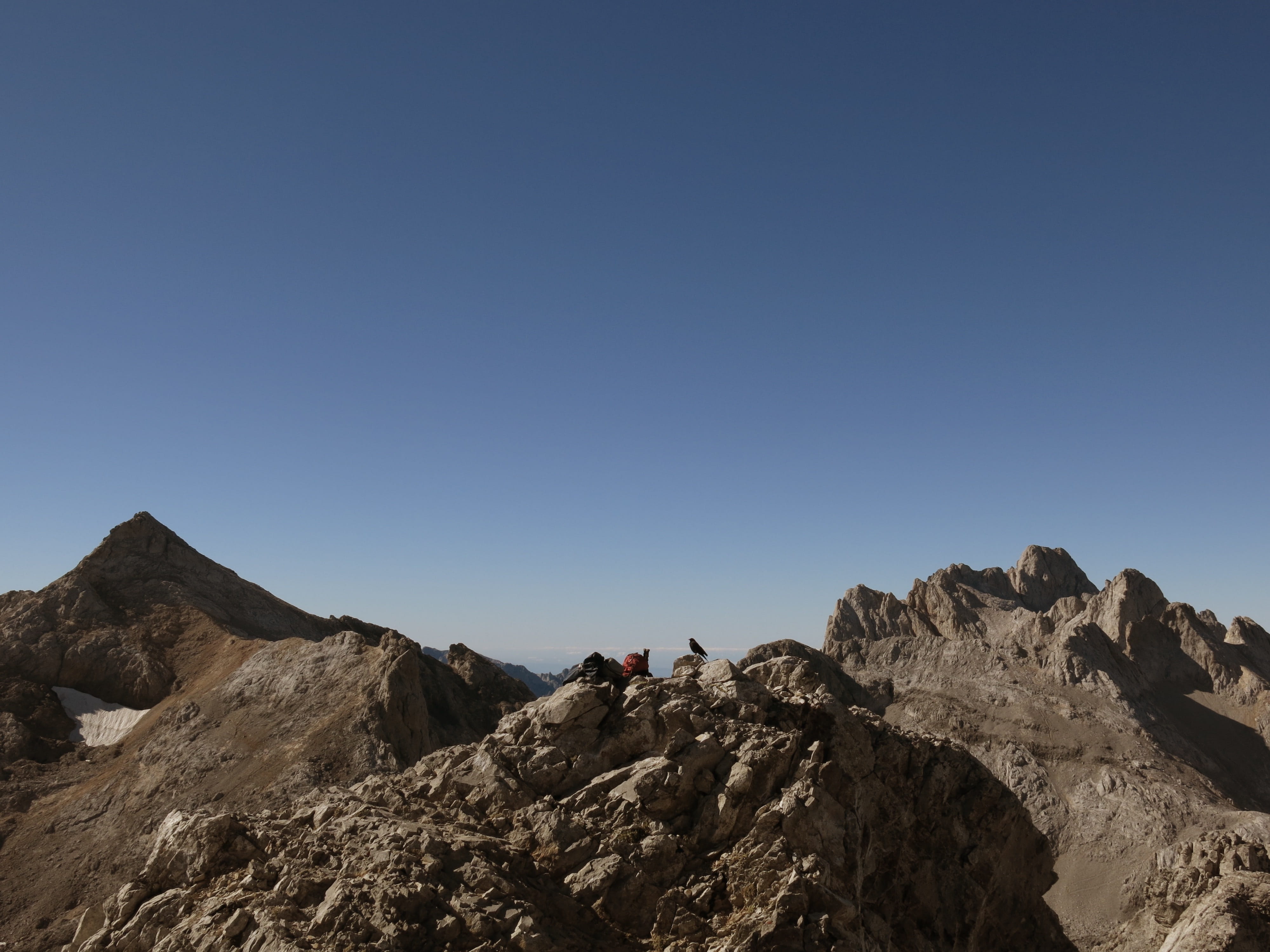 Mountain, adventure, rock, 4K, leisure activity, day, real people, solid, red horcados, outdoors, hiking, copy space, Picos De Europa, activity, beauty in nature, HD Wallpaper