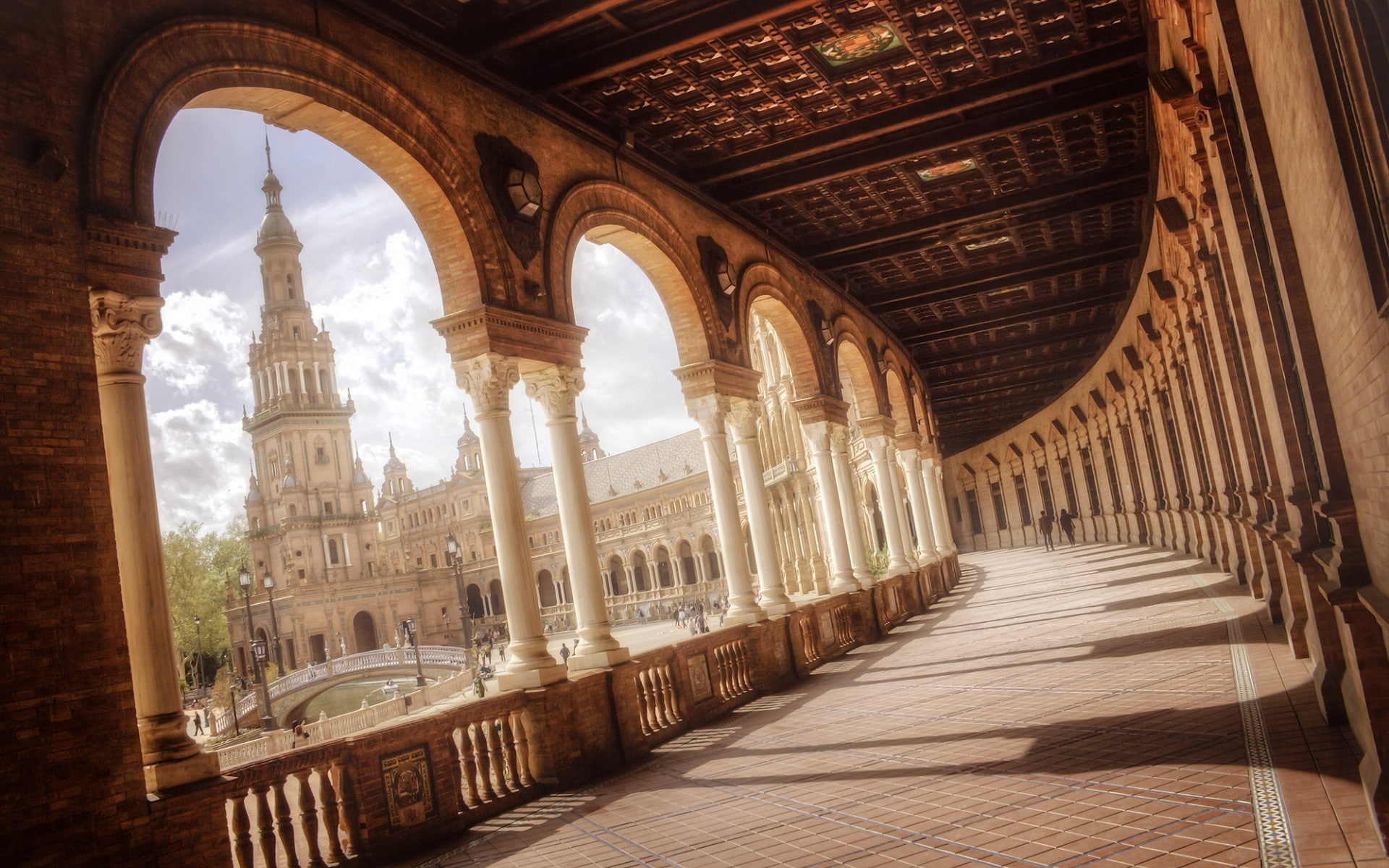 plaza, gorgeous, de, espana, sevilla, 1080P, HD Wallpaper