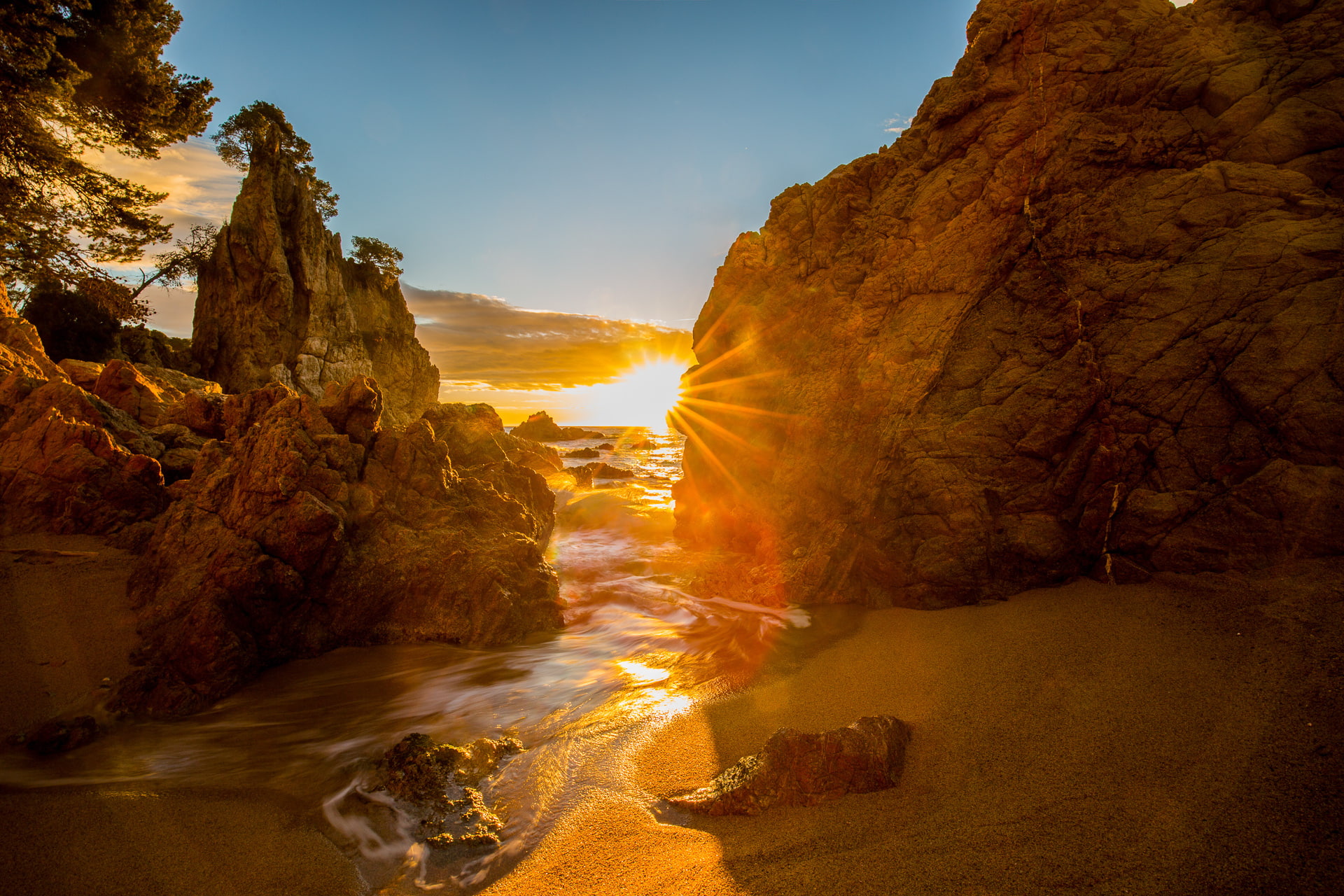 rocks, Costa Brava, sea, Cap Roig, 1080P, Coast, Espana, Catalonia, dawn, HD Wallpaper