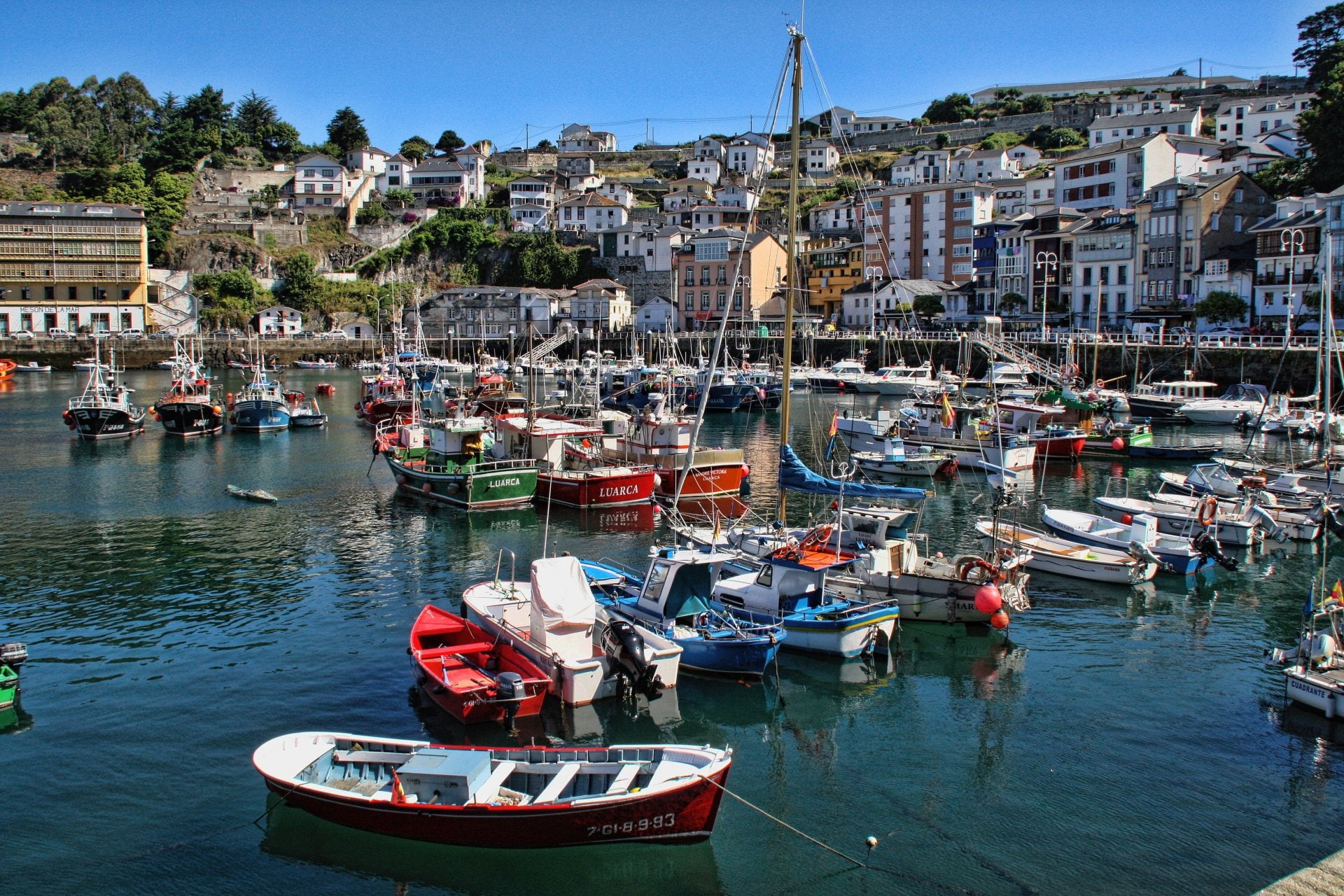 outdoors, building, yacht, Spain, built structure, Asturias, transportation, 1080P, passenger craft, Harbor, architecture, sailboat, Man Made, city, nautical vessel, HD Wallpaper