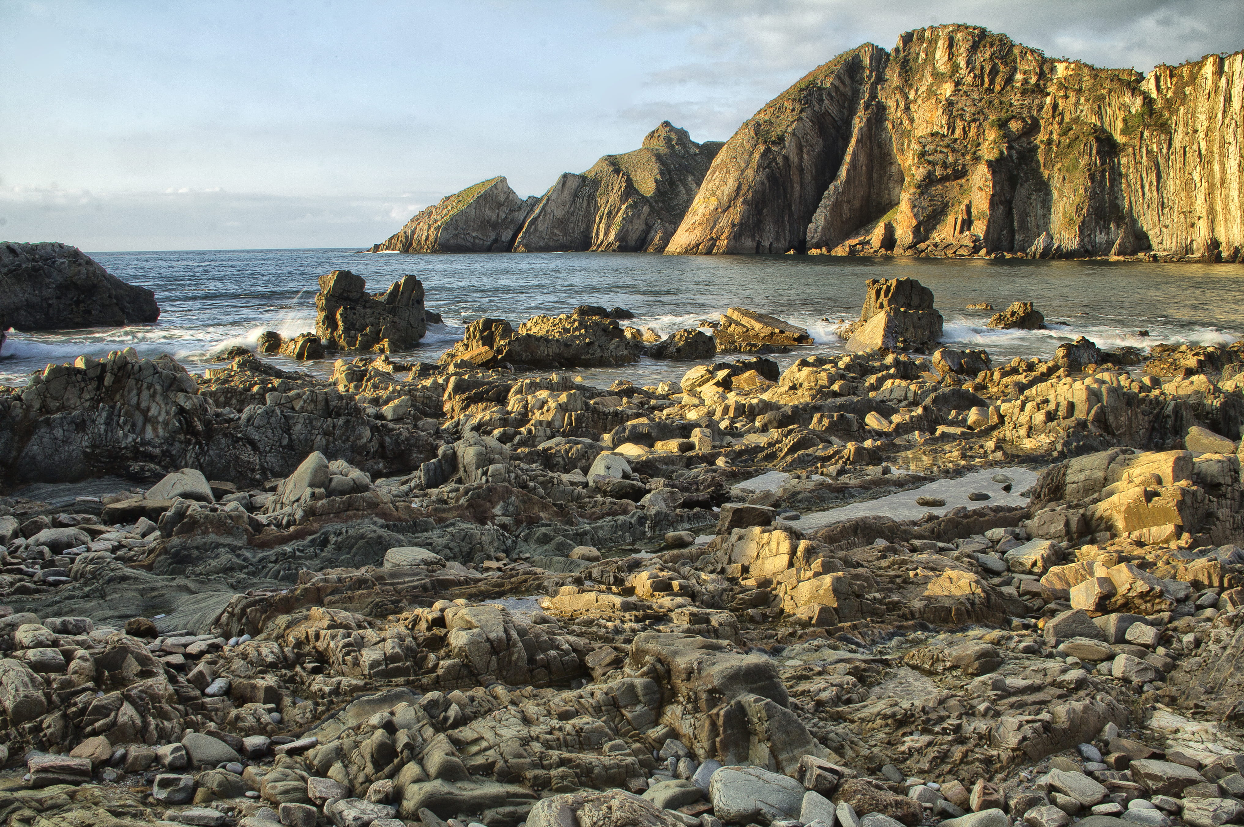 water, playa del silencio, sky, idyllic, tranquil scene, tranquility, non-urban scene, asturias, scenics - nature, sea, rocks, rocky coastline, cloud - sky, HD Wallpaper