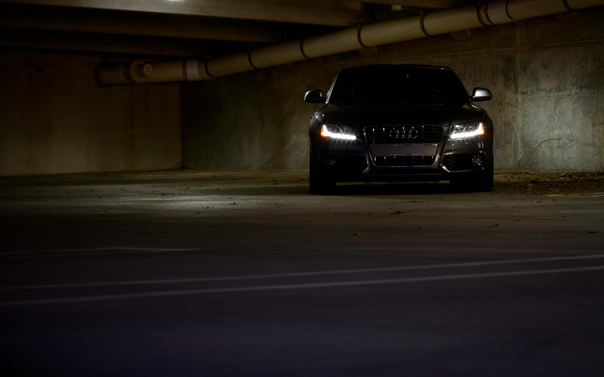 looking, garage, 1080P, s, dark, look, lights, cars, audi, mean, HD Wallpaper