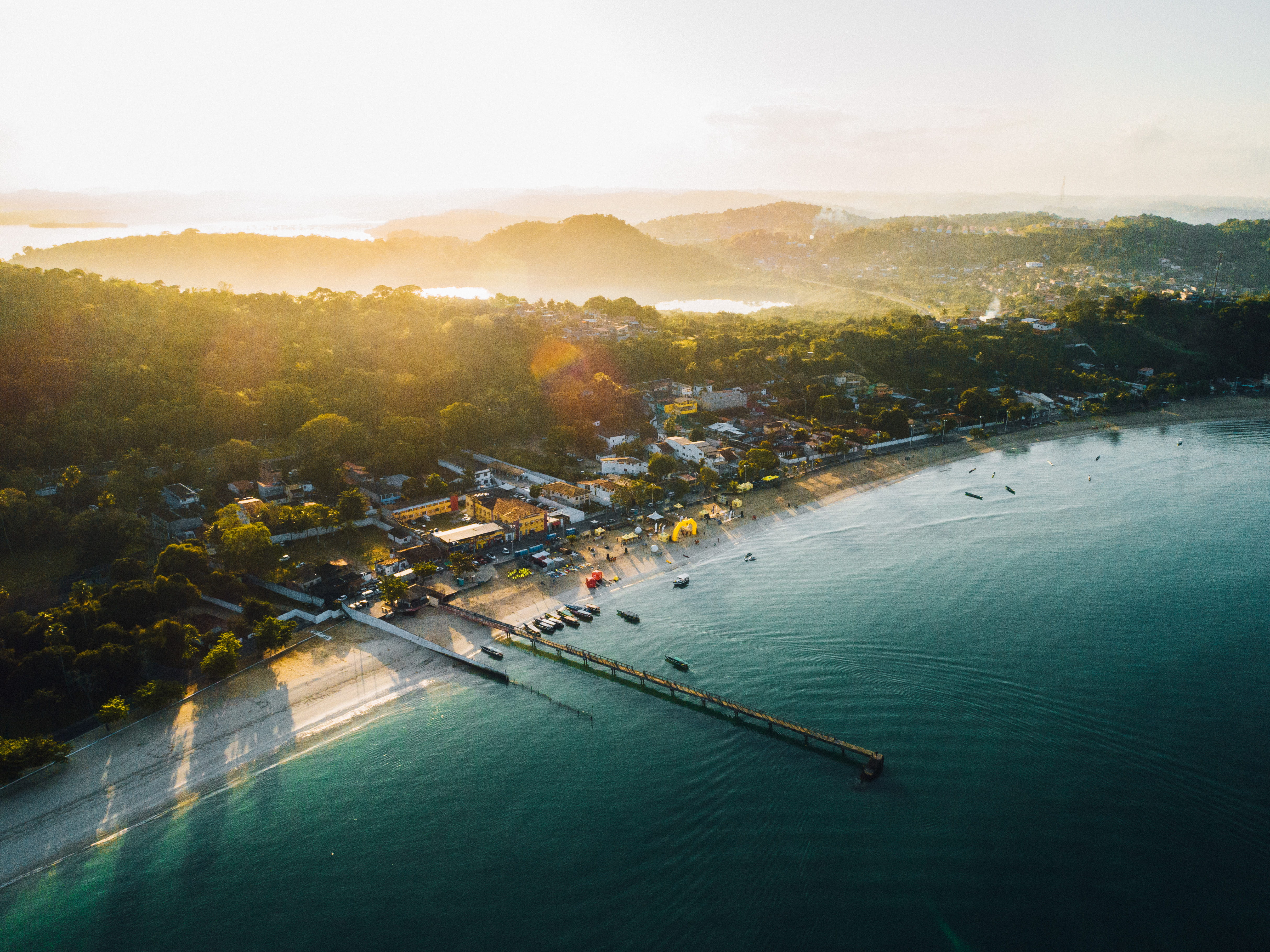 nature, coastline, praium, sunrise, view, water, beach, resort, travel Destinations, harbor, seascape, dusk, sea, aerial View, sunset, bahium, outdoors, HD Wallpaper