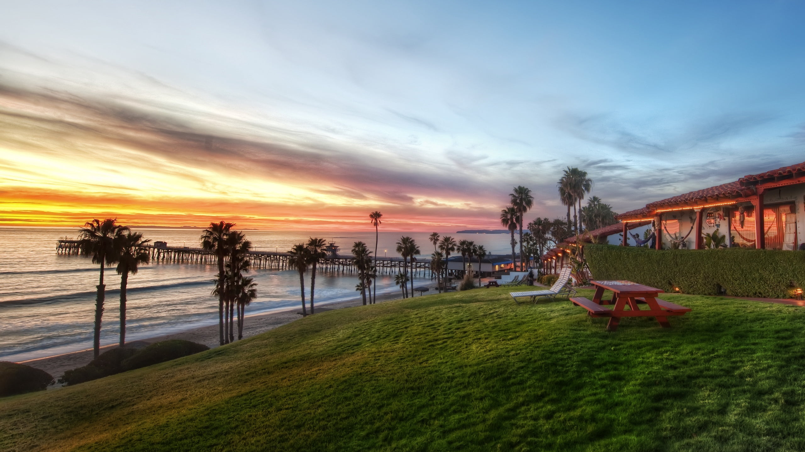 grass, red, tropical Climate, built structure, twilight, sunrise - Dawn, travel Destinations, picnic, cloud - Sky, building exterior, relaxation, nature, HD Wallpaper