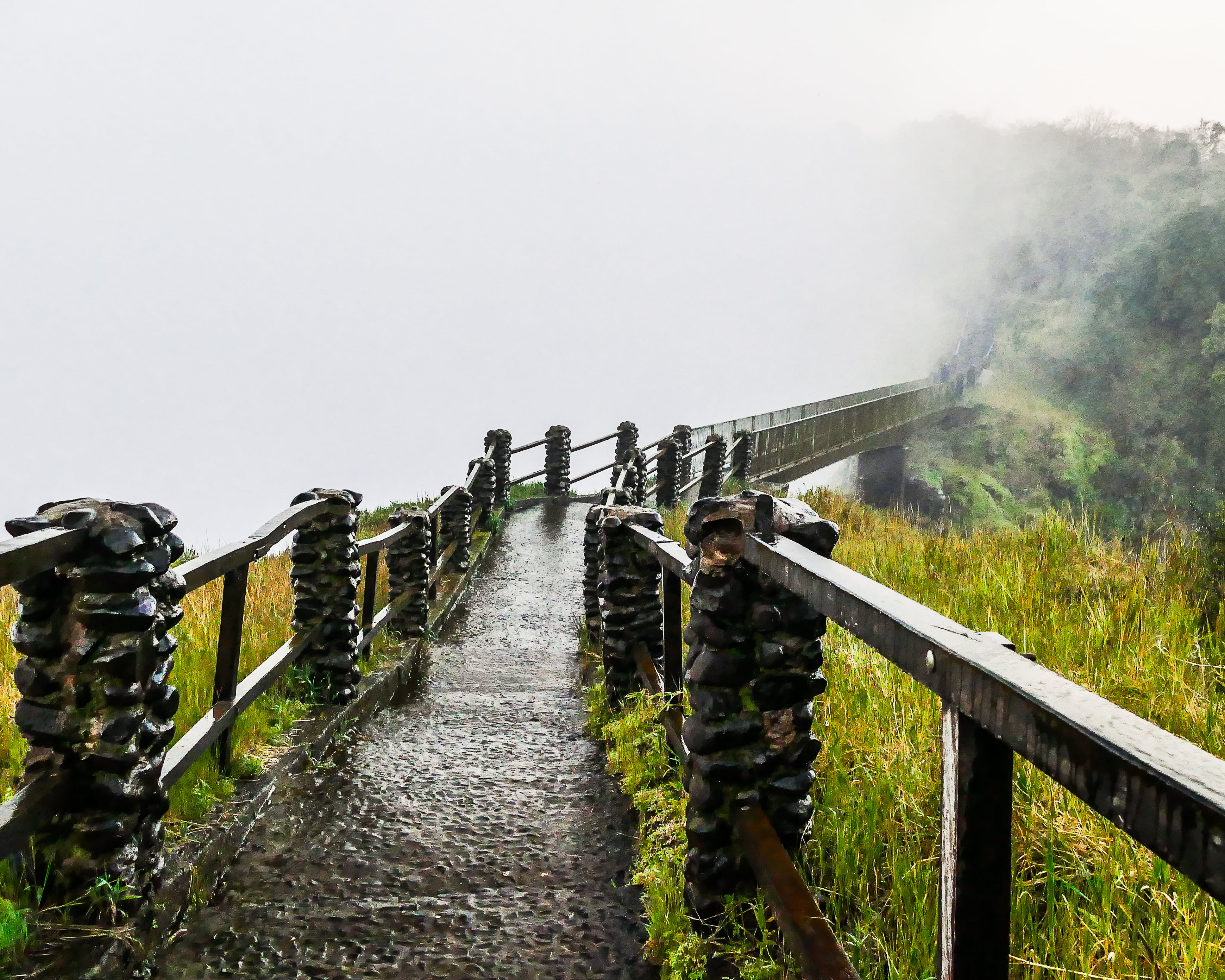 daytime, dramatic, mountains, sky, vivid, panasonic, mist, fog, nature, moist, rails, zambia, fz, path, river, victoria falls, wonders of the world, waterfall, HD Wallpaper