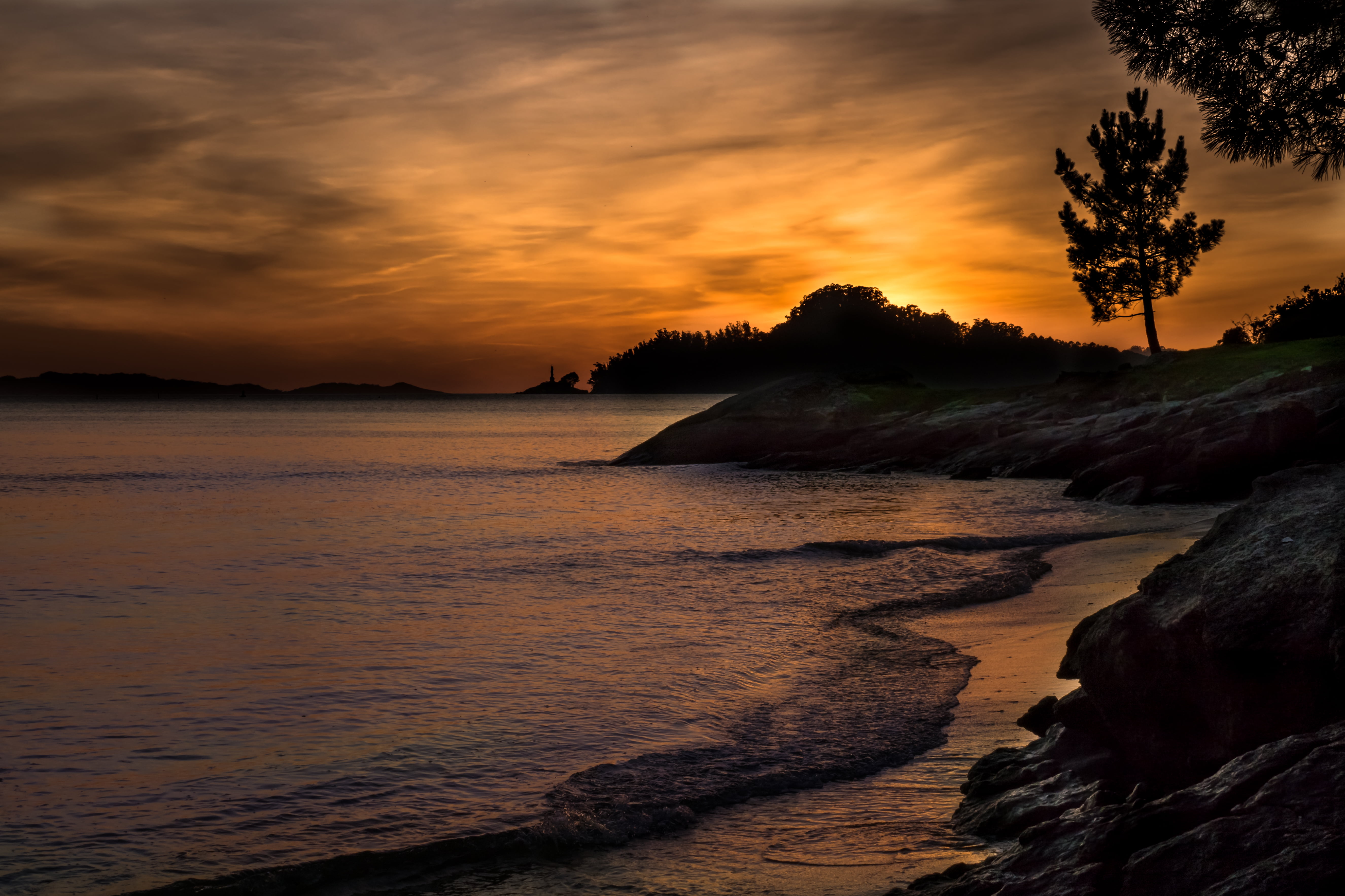 coastline, sun, sky, seashore, outdoors, large, beach, Panasonic, tranquil Scene, nature, reflection, body, Spain, dusk, summer, FZ, beauty In Nature, near, HD Wallpaper