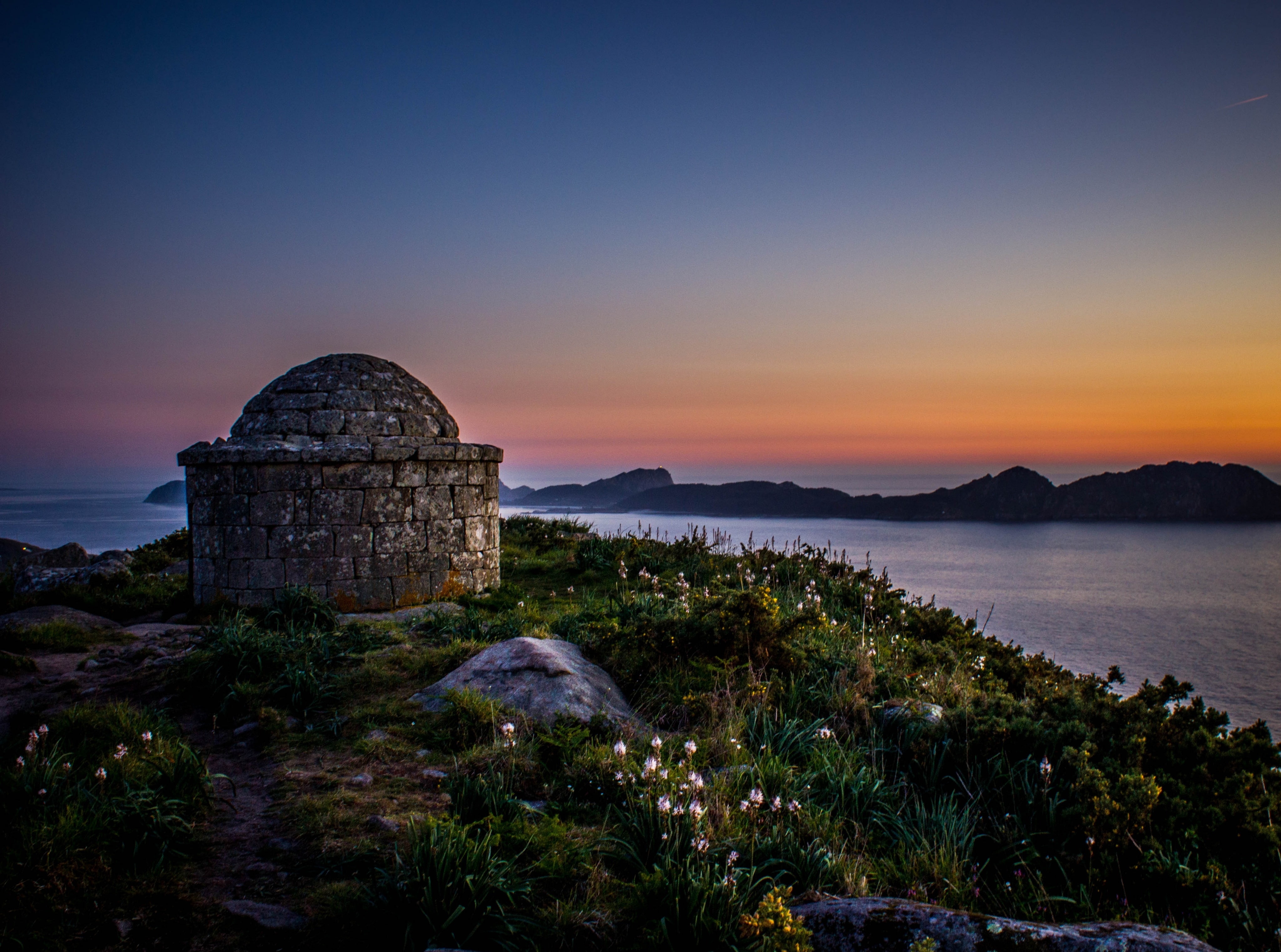 built structure, the past, sky, tranquil scene, place of worship, travel, 4K, architecture, outdoors, Sunset, Galicia, pontevedra, nature, no people, scenics - nature, HD Wallpaper