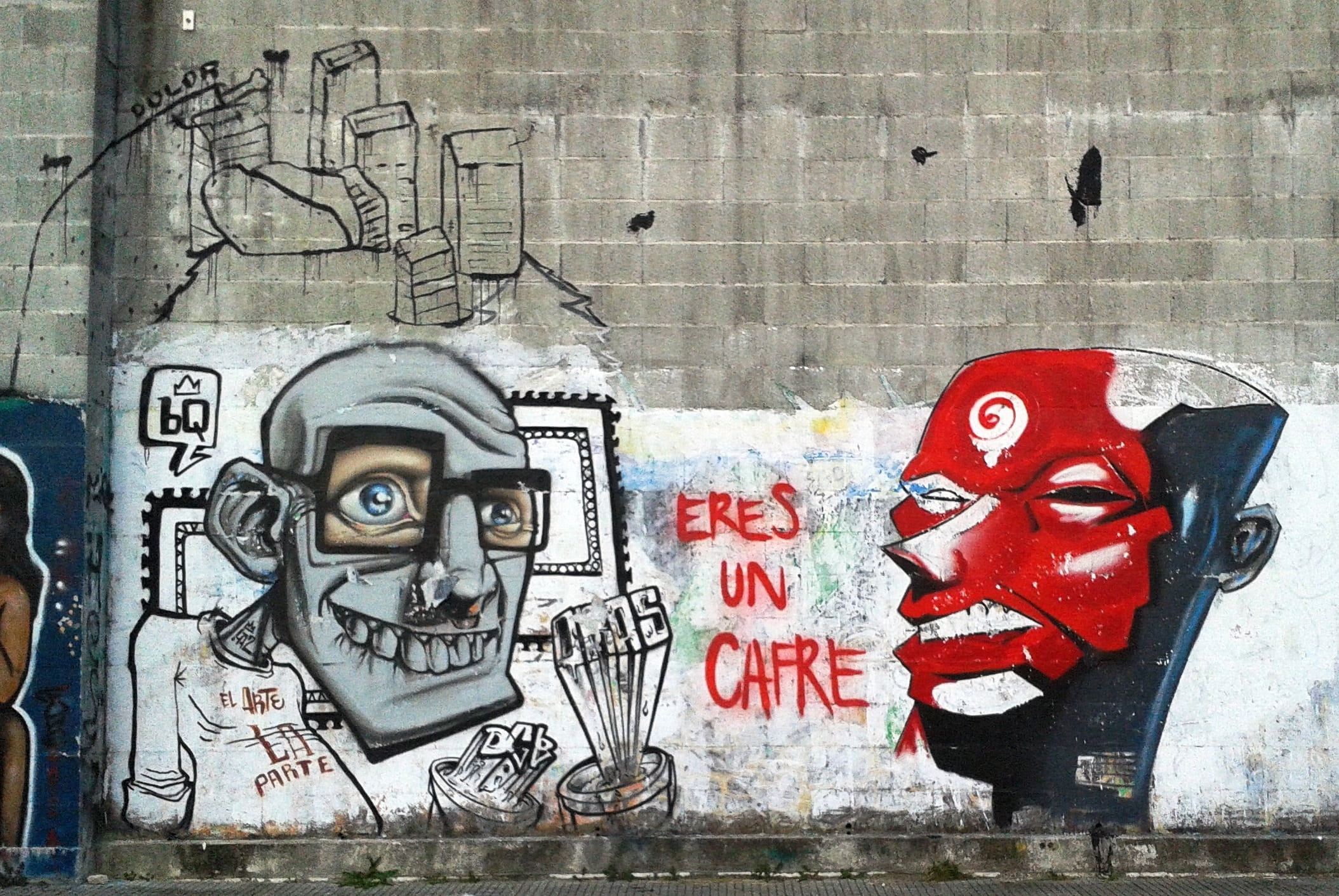 graphite, male likeness, building exterior, no people, pontevedra, 1080P, urban, wall, graffiti, representation, mural, text, built structure, drawing - art product, HD Wallpaper