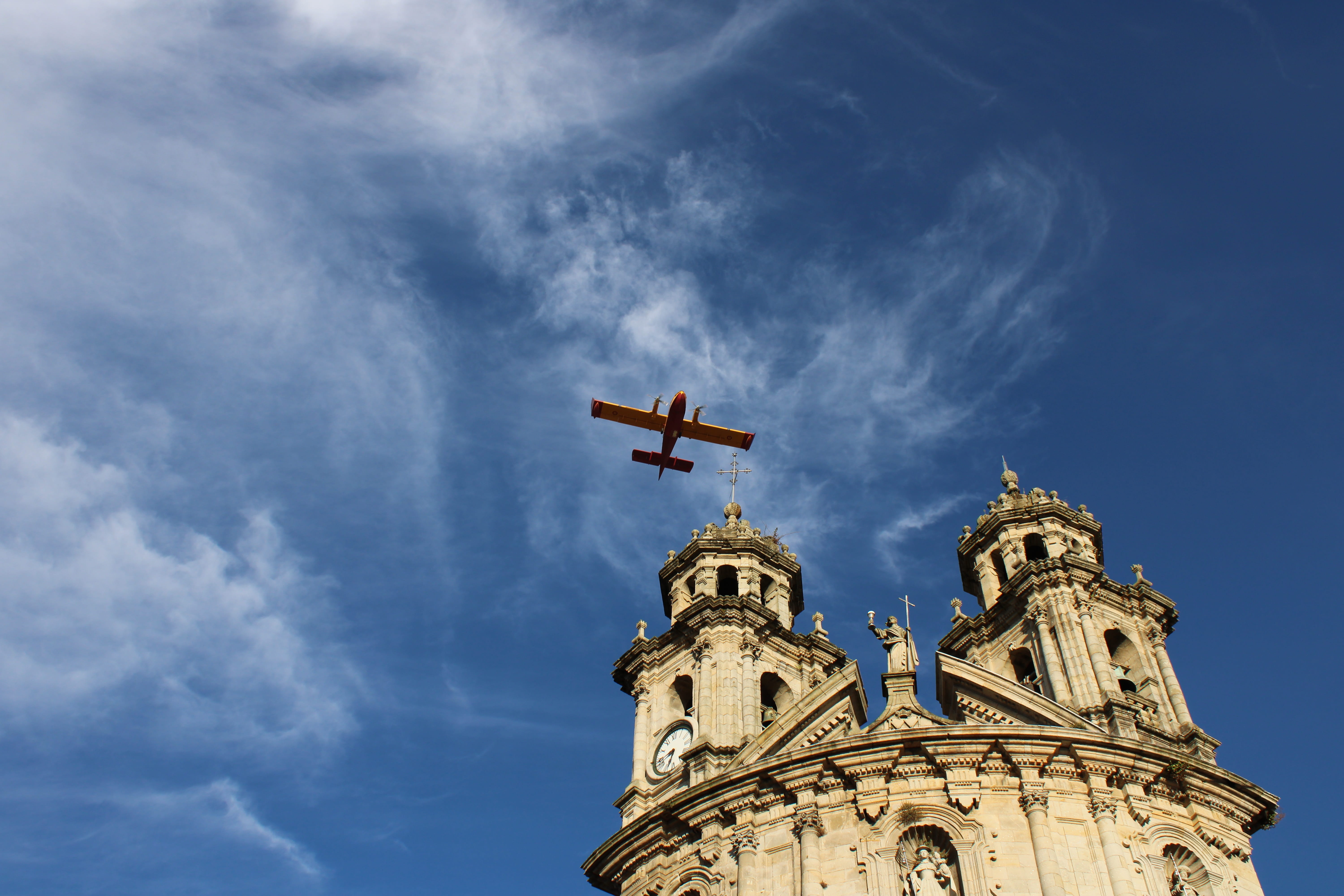 aircraft, outdoors, nature, 5K, belief, building, low angle view, building exterior, architecture, built structure, cross, place of worship, cloud - sky, HD Wallpaper