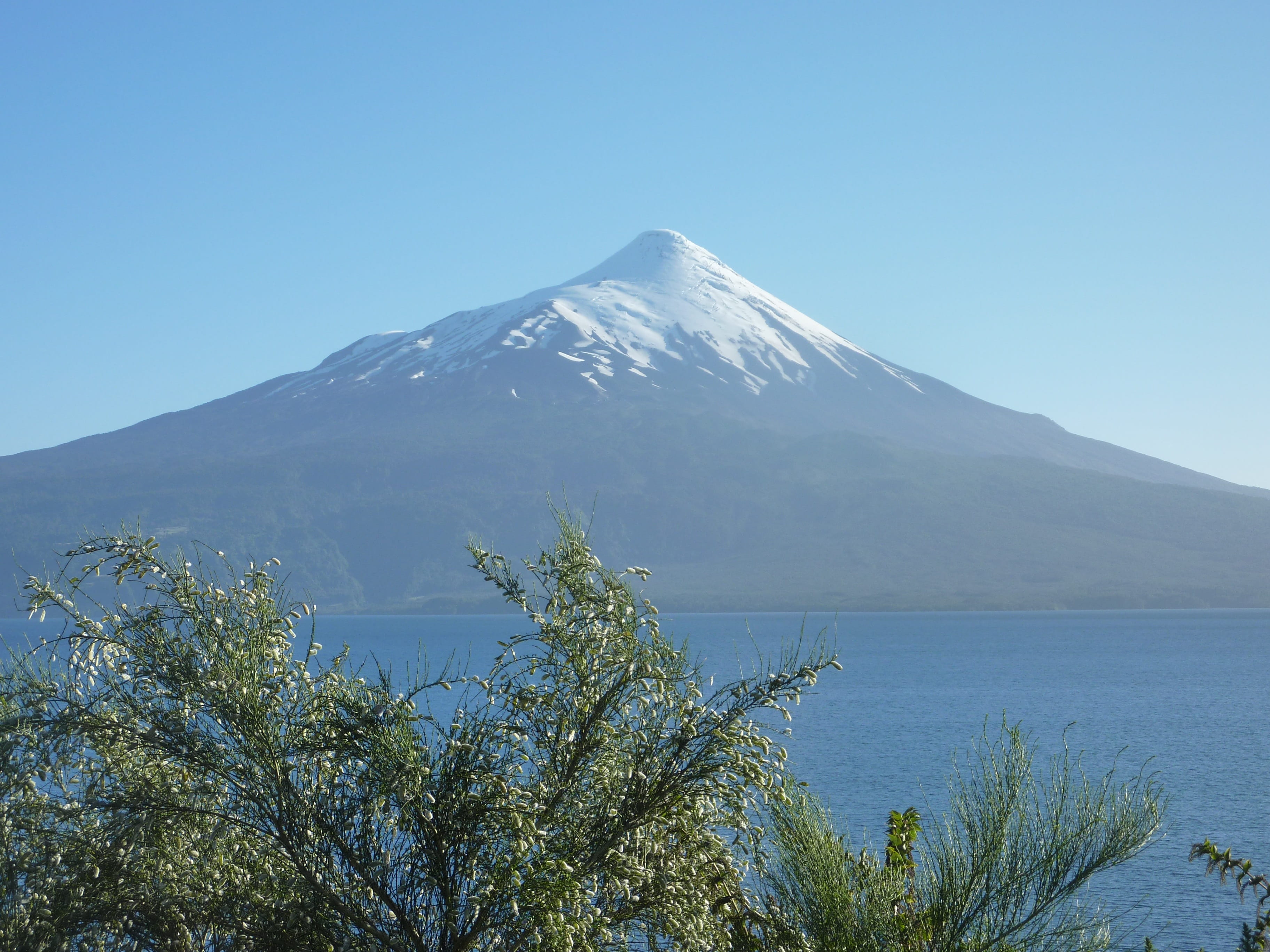 clear sky, outdoors, lake, travel destinations, nature, snow, 2K, non-urban scene, south america, day, mountain peak, no people, osorno, tranquil scene, HD Wallpaper
