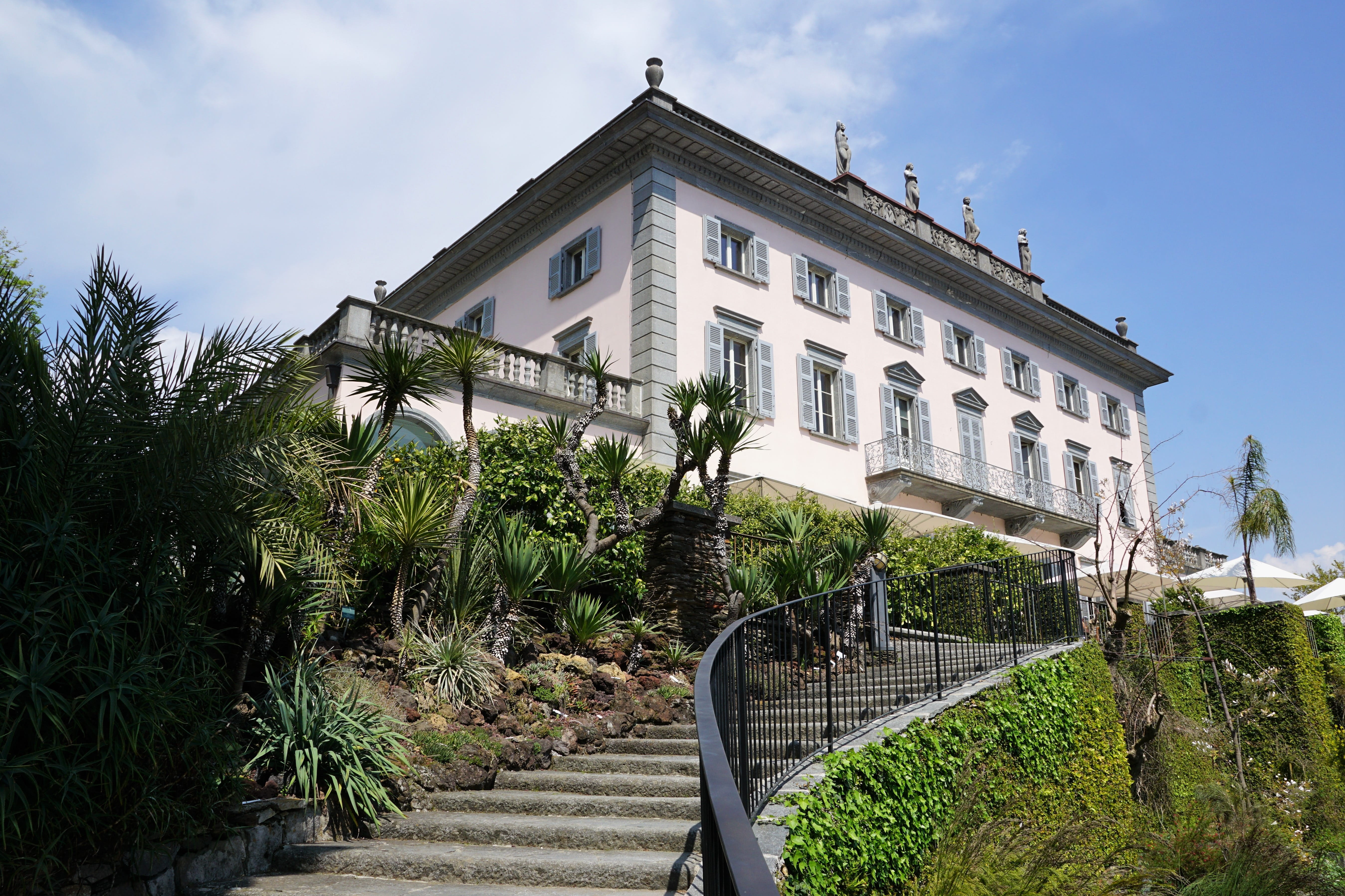 switzerland, low angle view, plant, park, tree, castle, no people, stairs, summer, holidays, green color, garden, building exterior, nature, ascona, building, HD Wallpaper