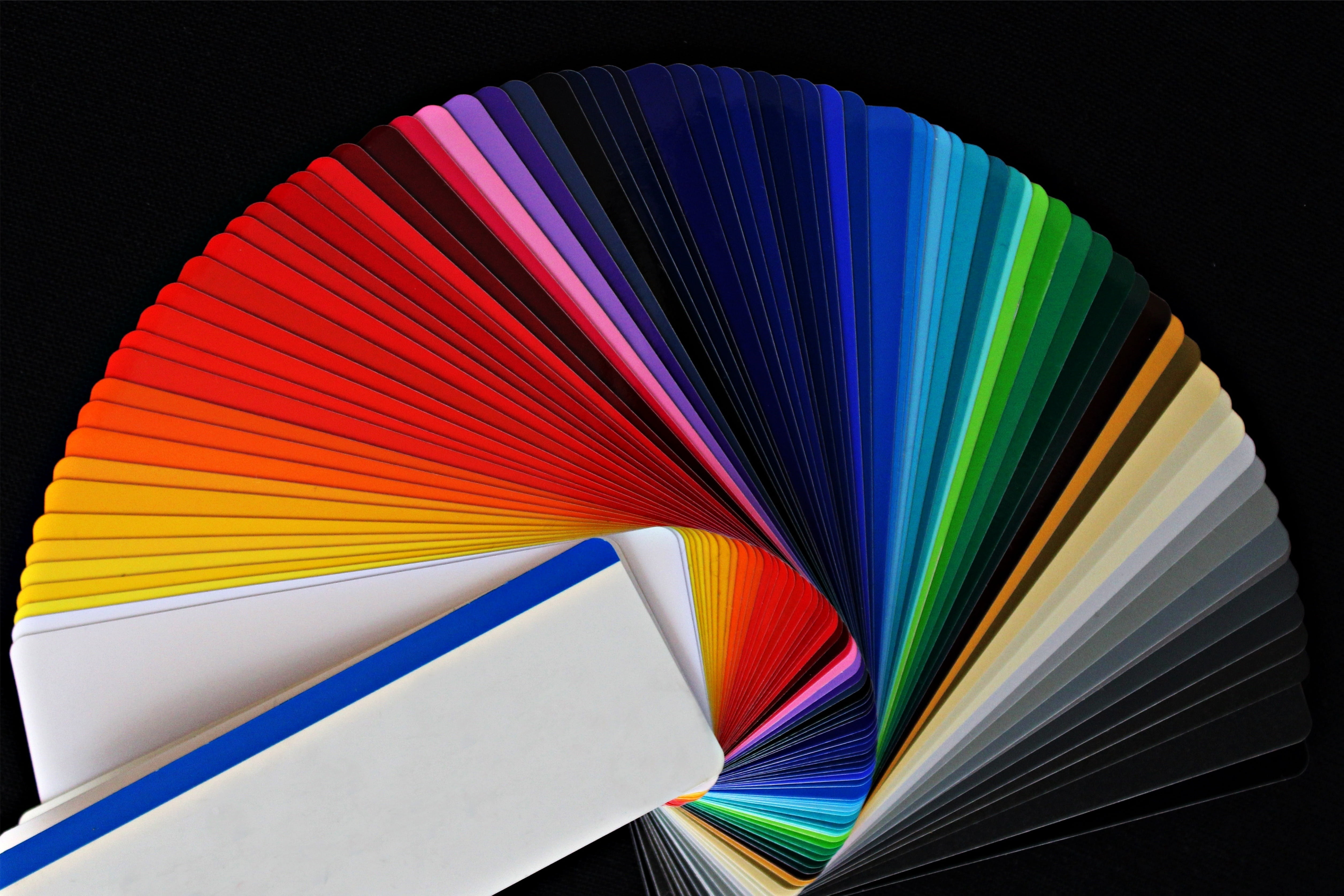 variation, multi Colored, flag, design, art and craft, colorful, color palette, color fan, black background, close-up, pattern, card, still life, paper, HD Wallpaper