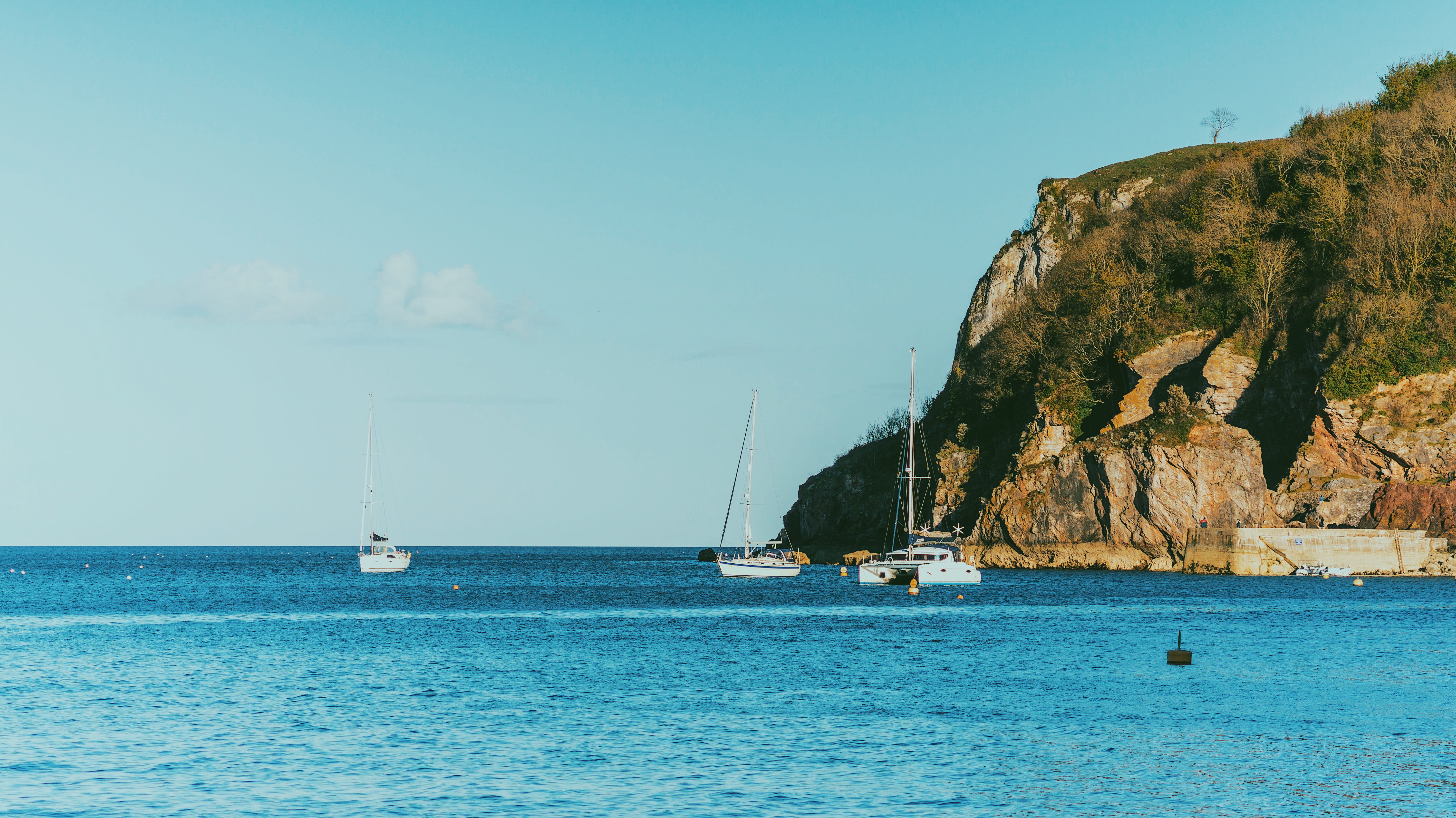 nautical vessel, sailboat, hidden, torquay, water, waterfront, sea, nature, 5K, sky, scenics - nature, boats, outdoors, no people, horizon, blue water, HD Wallpaper