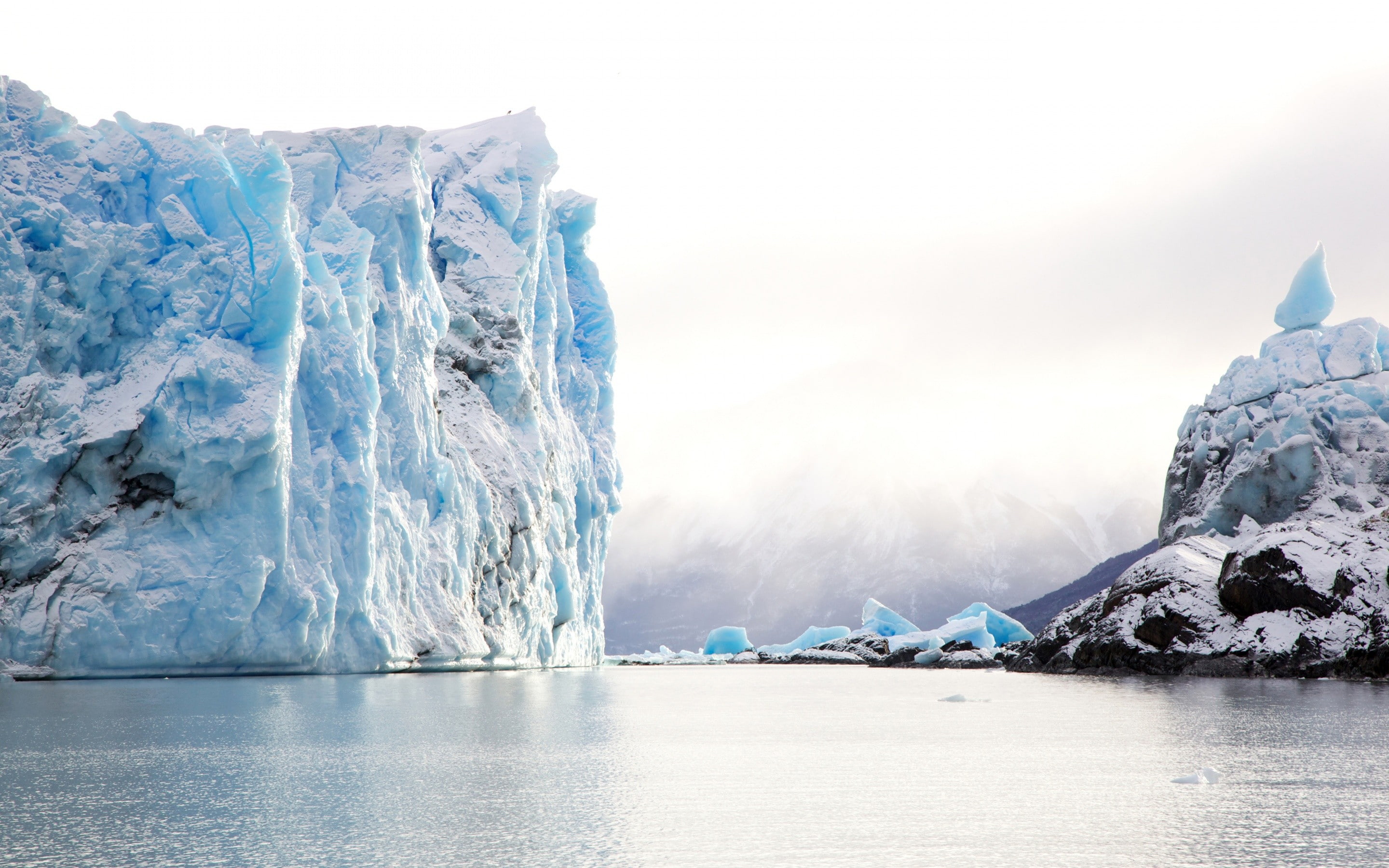iceberg, mist, nature, Argentina, snow, sea, clouds, 2K, mountains, winter, landscape, Patagonia, HD Wallpaper