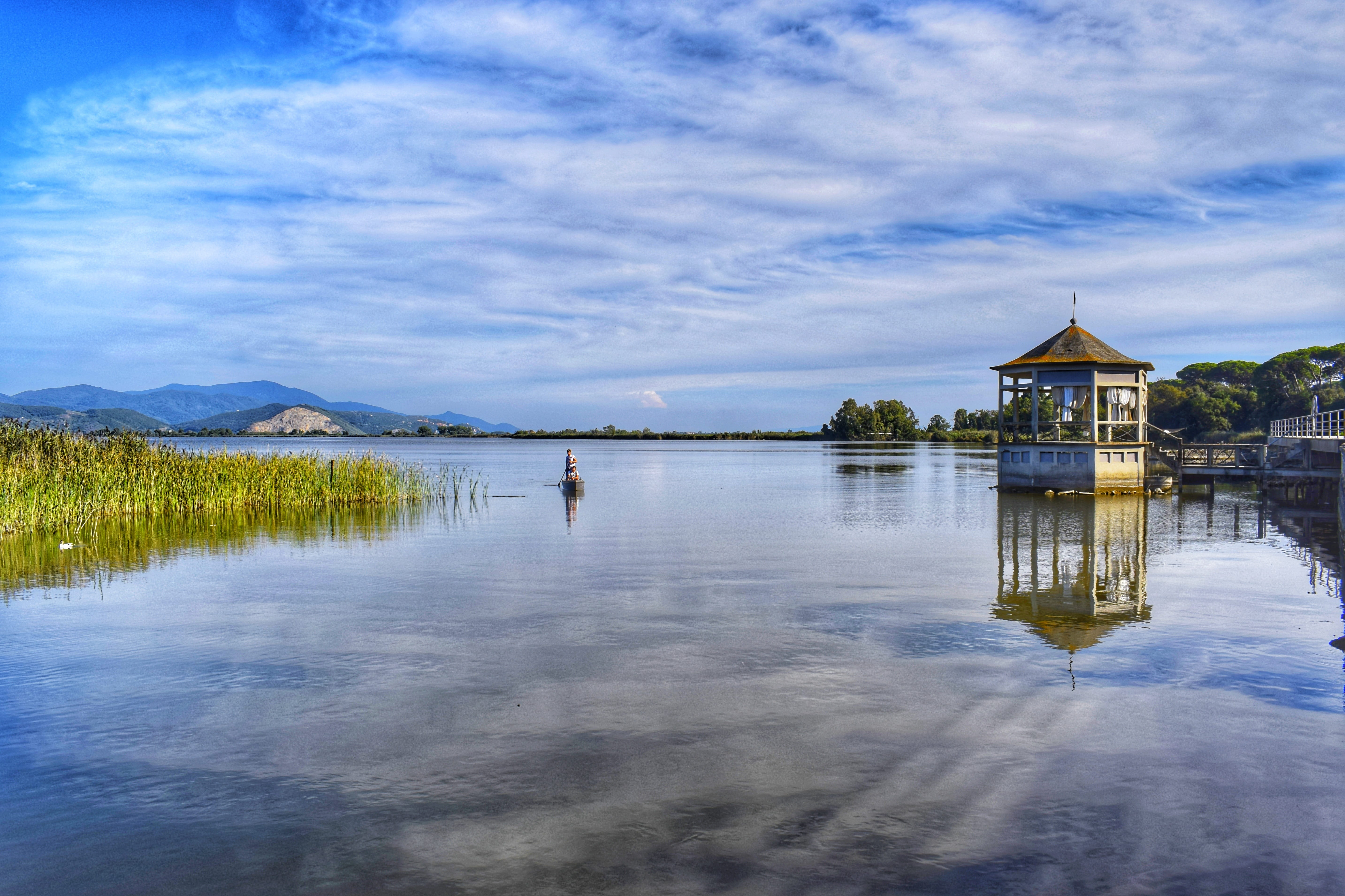 outdoors, sky, tranquility, day, tranquil scene, building exterior, peace, the sky reflected in the water, the sky reflected, giacomo puccini, viareggio, HD Wallpaper