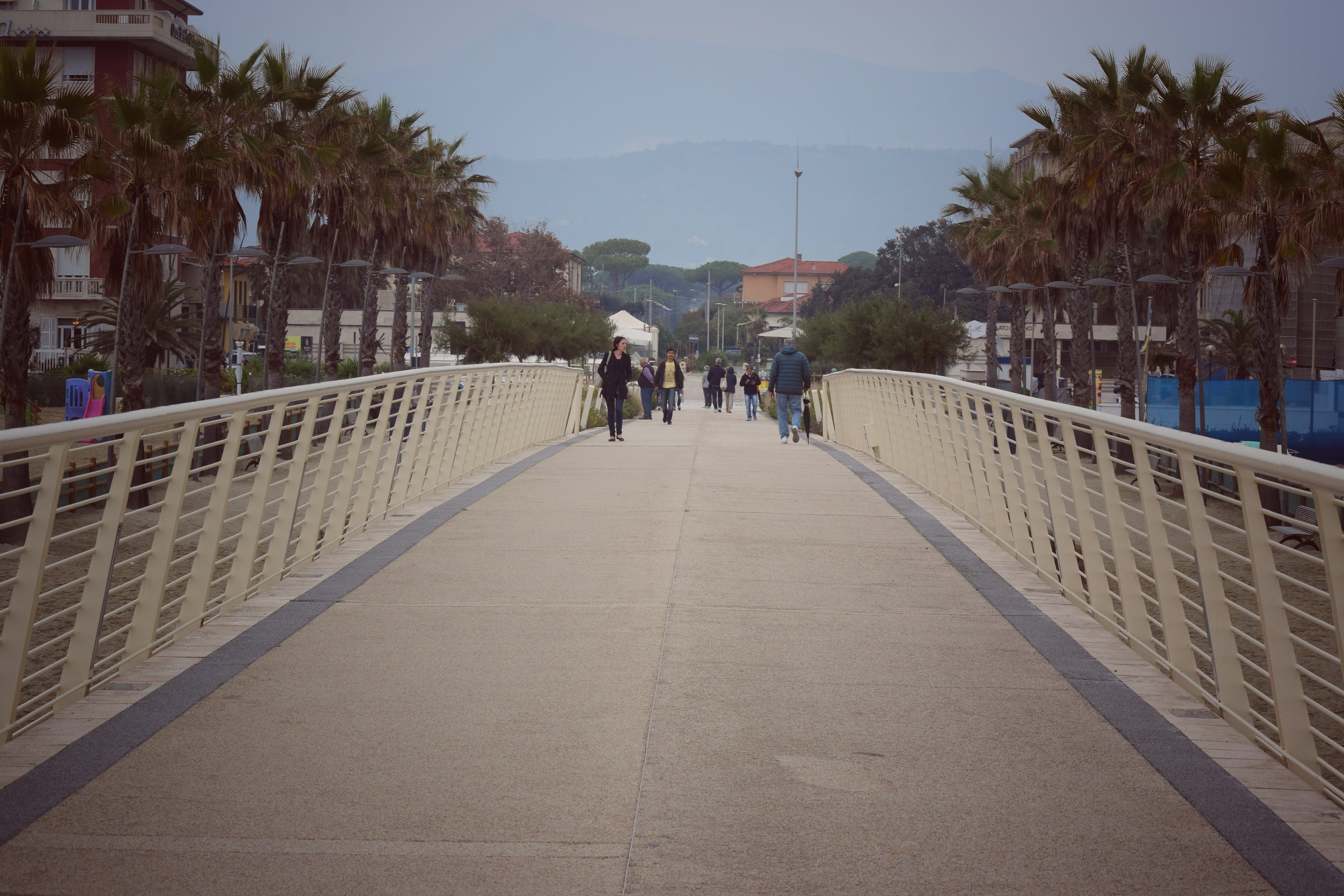 footpath, the way forward, men, built structure, sky, horizon, day, bridge, leisure activity, sea, jetty, 5K, group of people, beach, nature, direction, HD Wallpaper