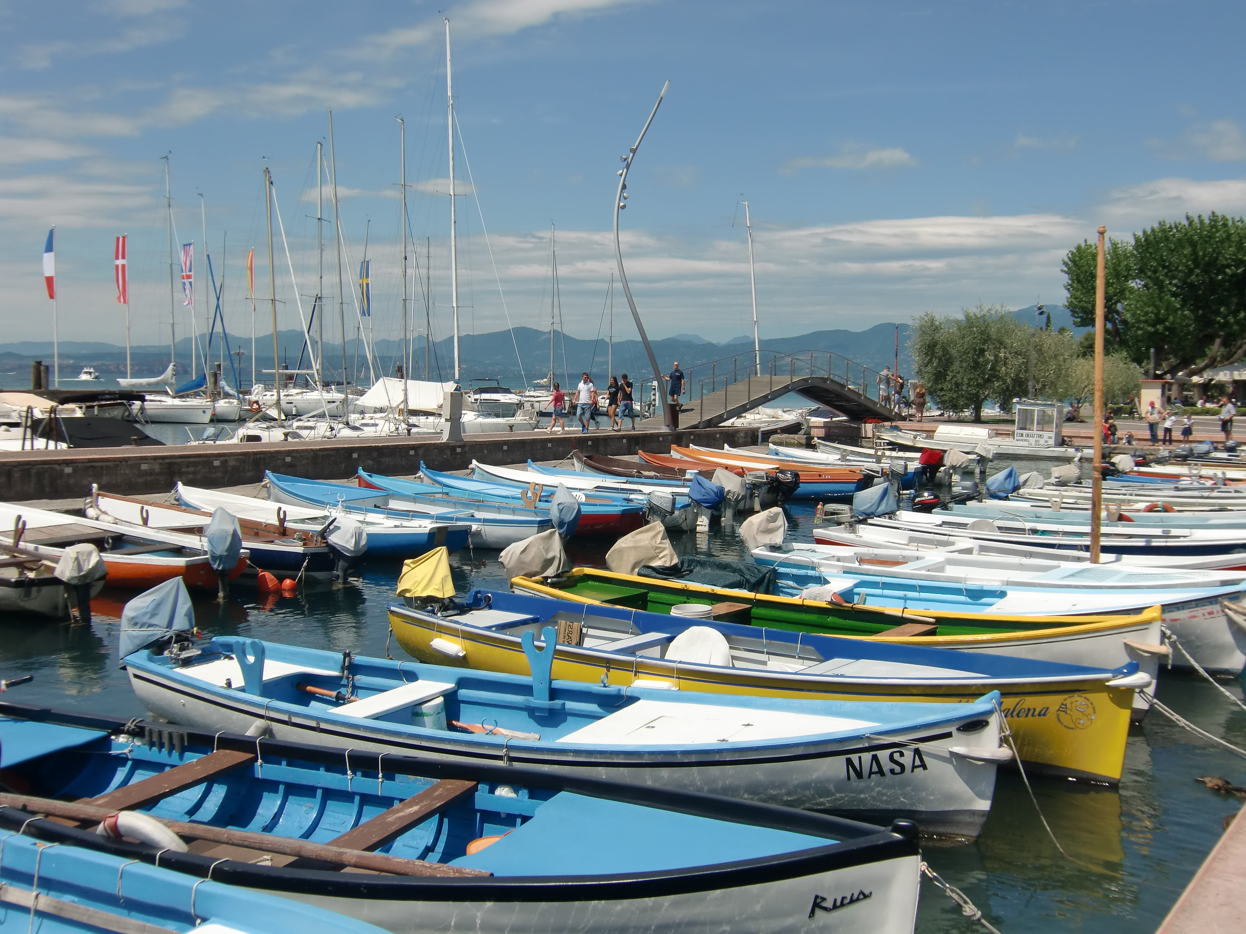 no people, blue, water, 4K, reflection, marina, bardolino, mode of transportation, nautical vessel, moored, holiday, italy, transportation, port, sea, HD Wallpaper