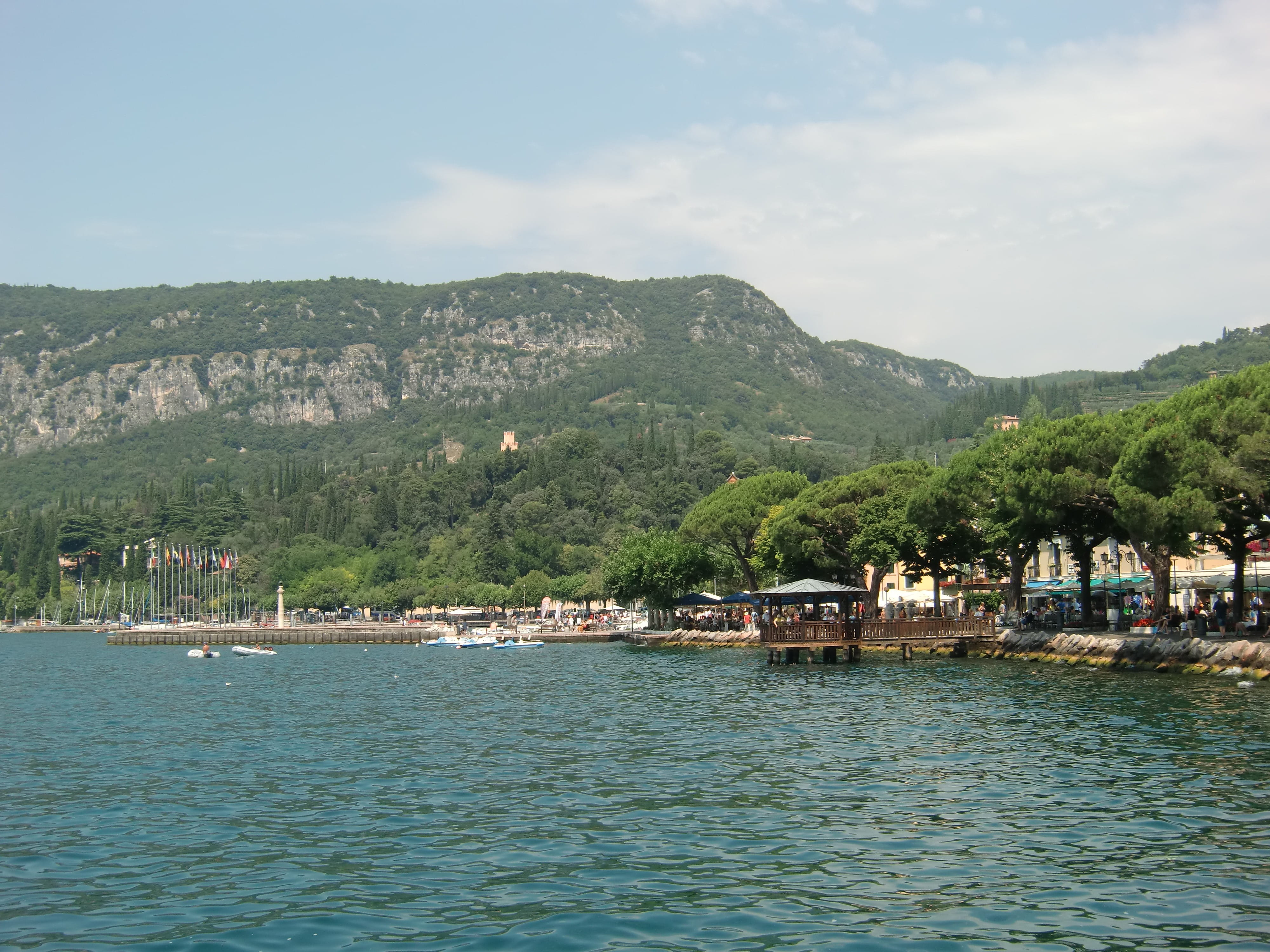 plant, sea, tree, architecture, Garda, built structure, outdoors, day, waterfront, nautical vessel, water, sky, nature, Italy, no people, summer, transportation, HD Wallpaper