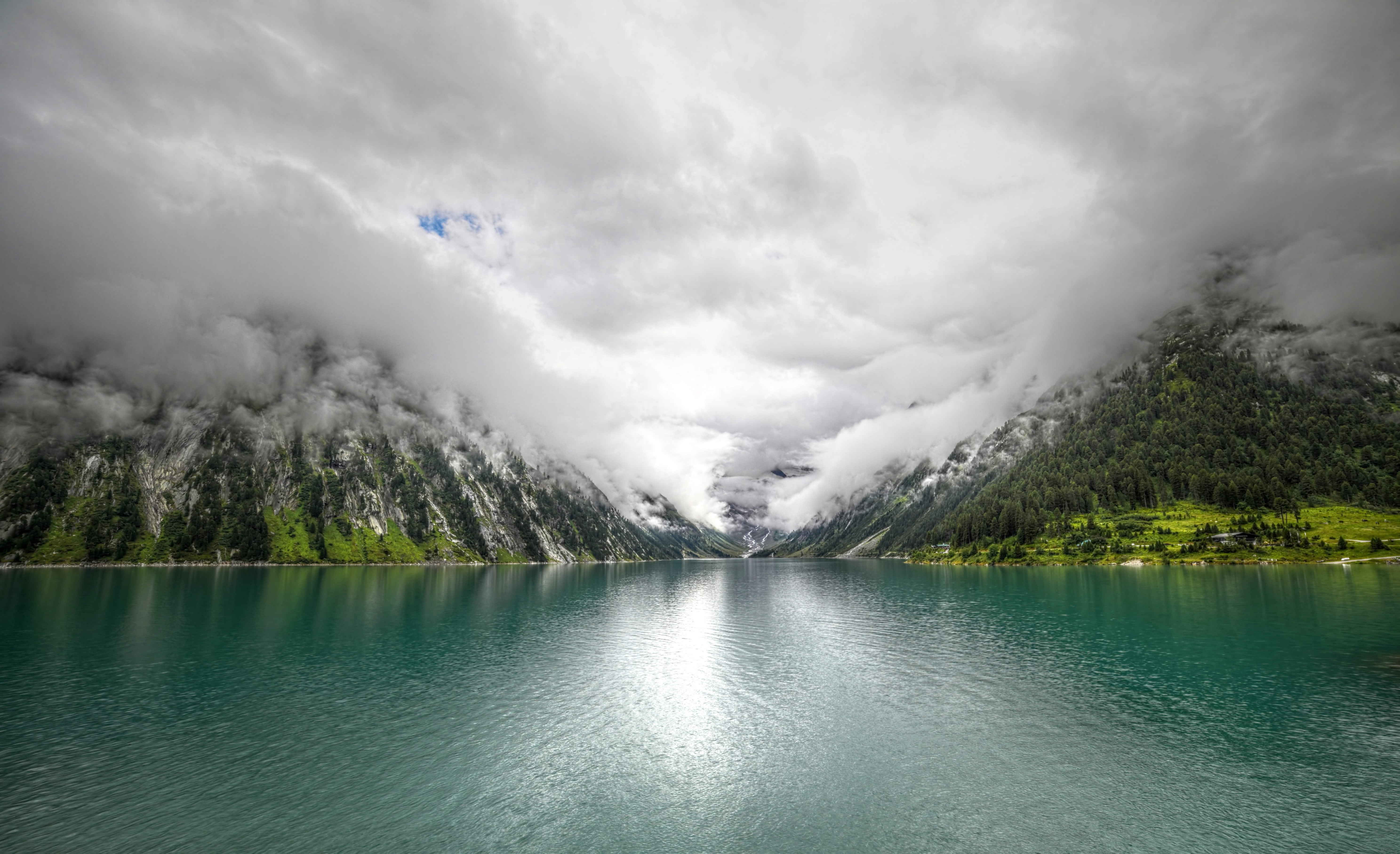 body, alpine, schlegeis, cloud - sky, no people, zillertaler alpen, sky, the schlegeis reservoir, water reservoir, water, clouds, scenics - nature, mountain, HD Wallpaper