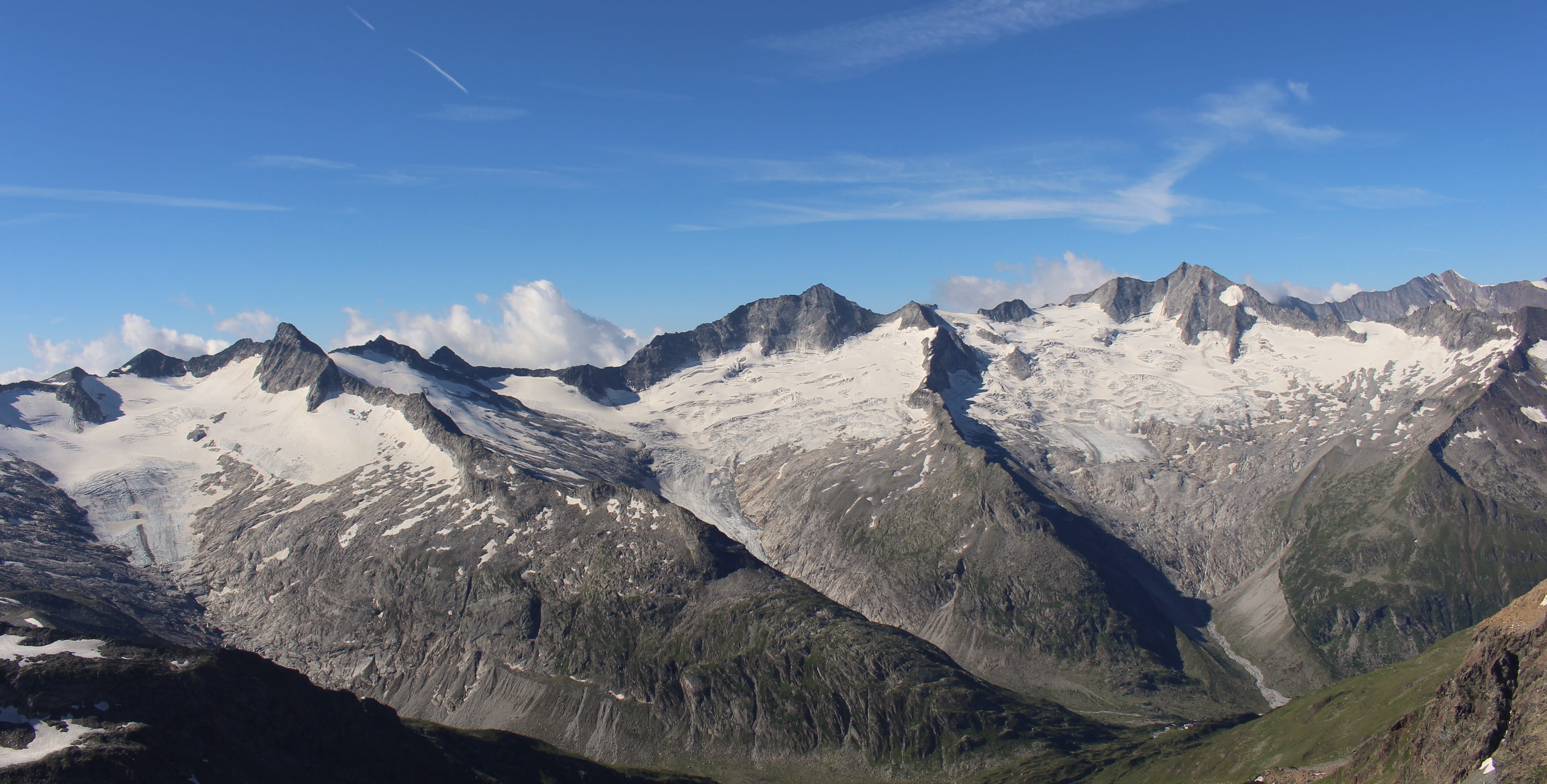 nature, mayrhofen, day, view, austria, berliner hütte, sky, rock, alpine, blue, snow, cloud - sky, non-urban scene, zillertal, mountain, 5K, formation, HD Wallpaper
