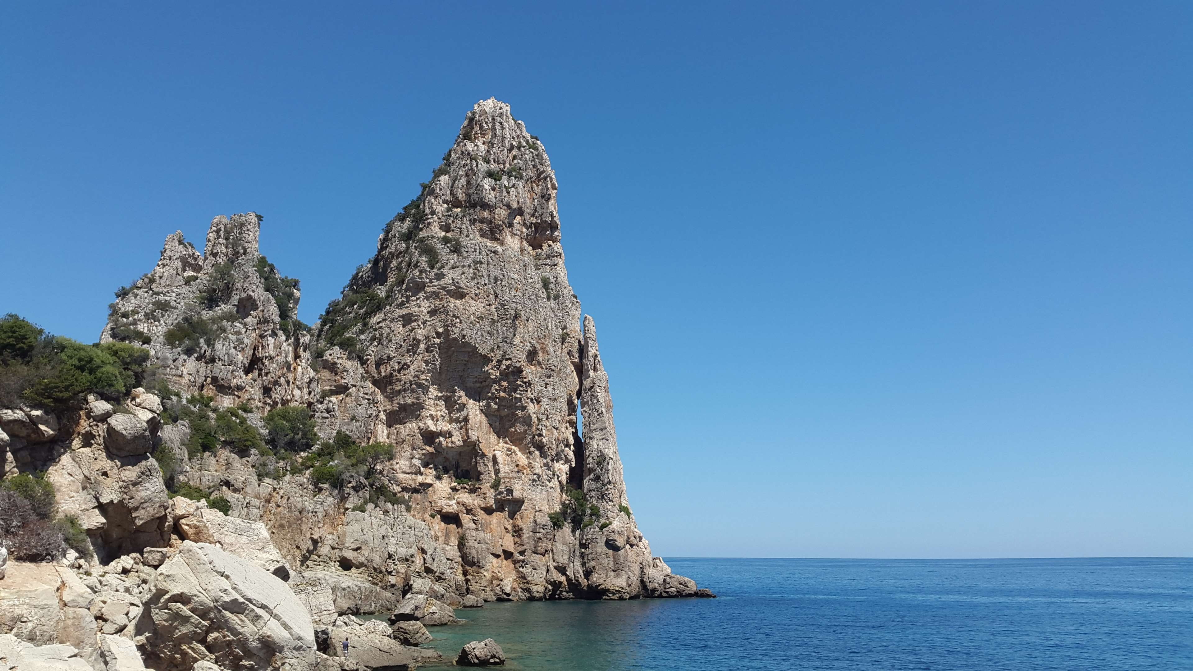 nature, landmark, 4K, tranquility, clear sky, stack rock, day, ogliastra, scenics - nature, outdoors, idyllic, no people, baunei, water, solid, sky, rock - object, HD Wallpaper