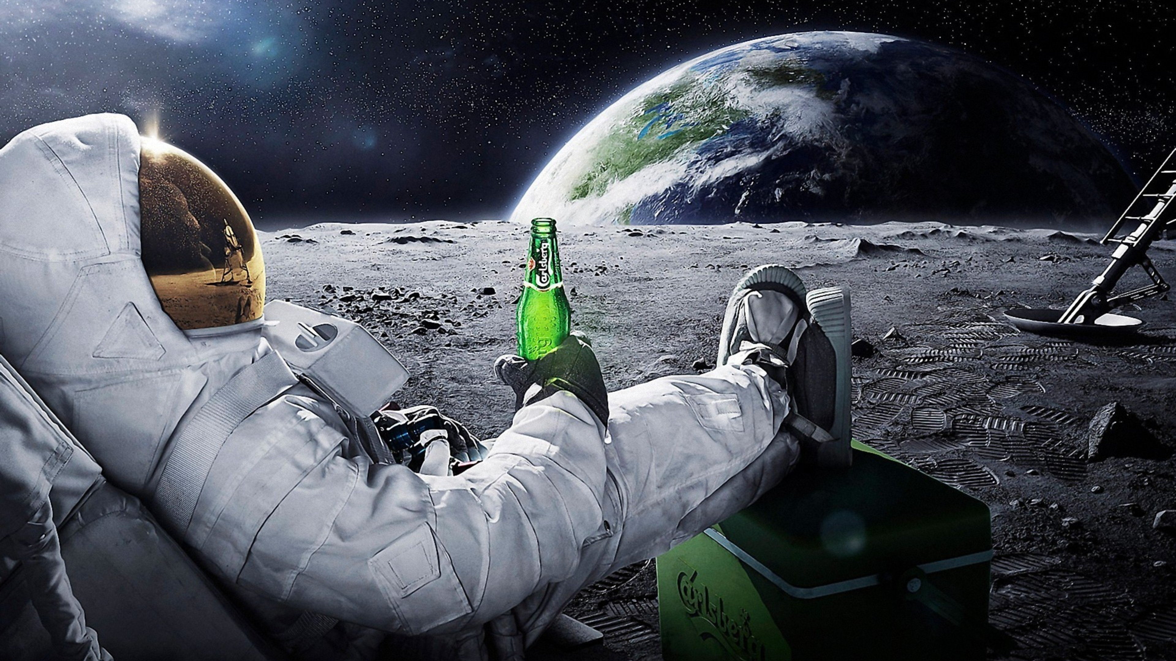 Cerveza, Descanso, 4K, amstronauta, HD Wallpaper