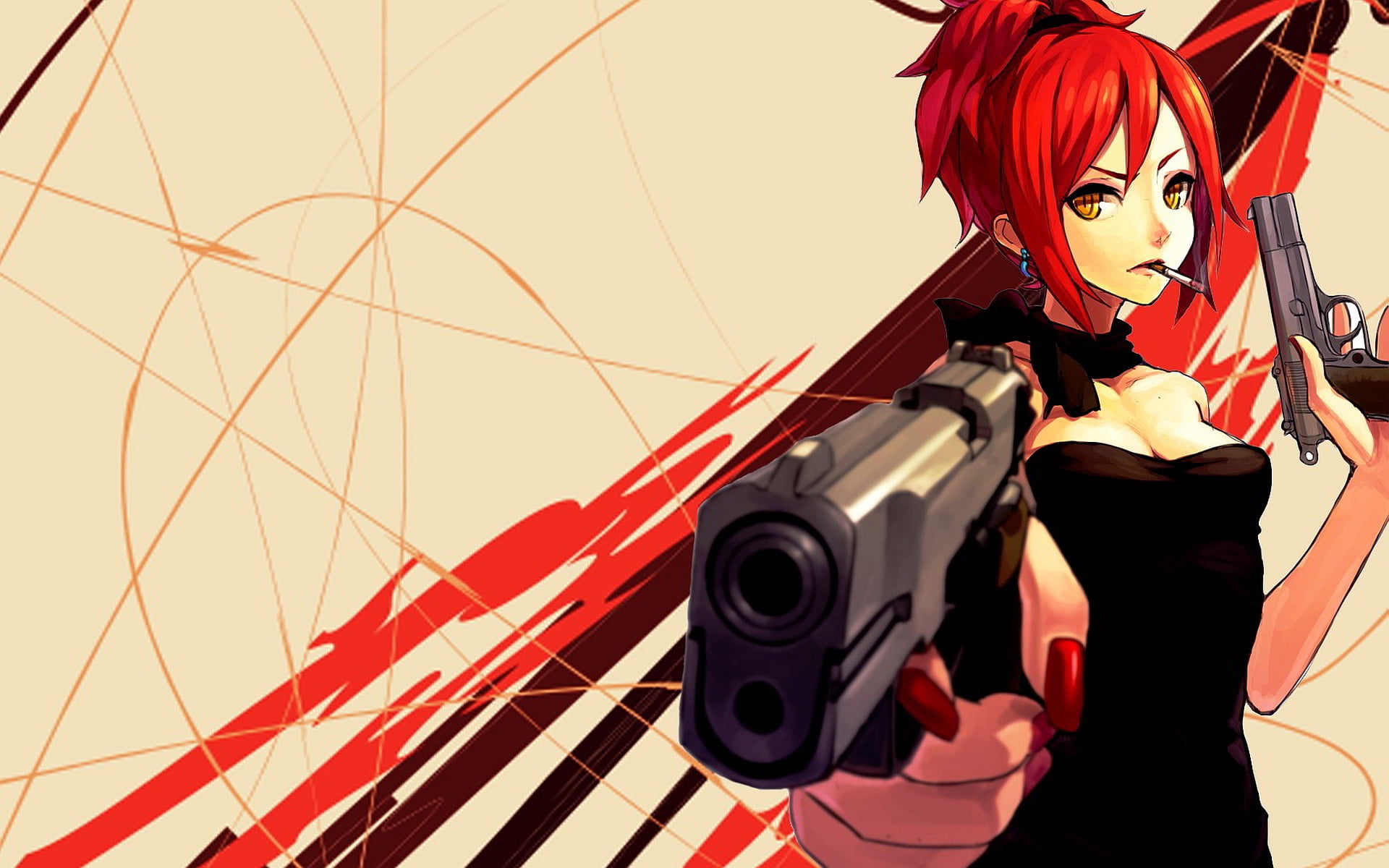 arts culture and entertainment, lifestyles, pelirroja, anime, security, pistola, nature, mujer, studio shot, real people, 1080P, one person, adult, young adult, HD Wallpaper