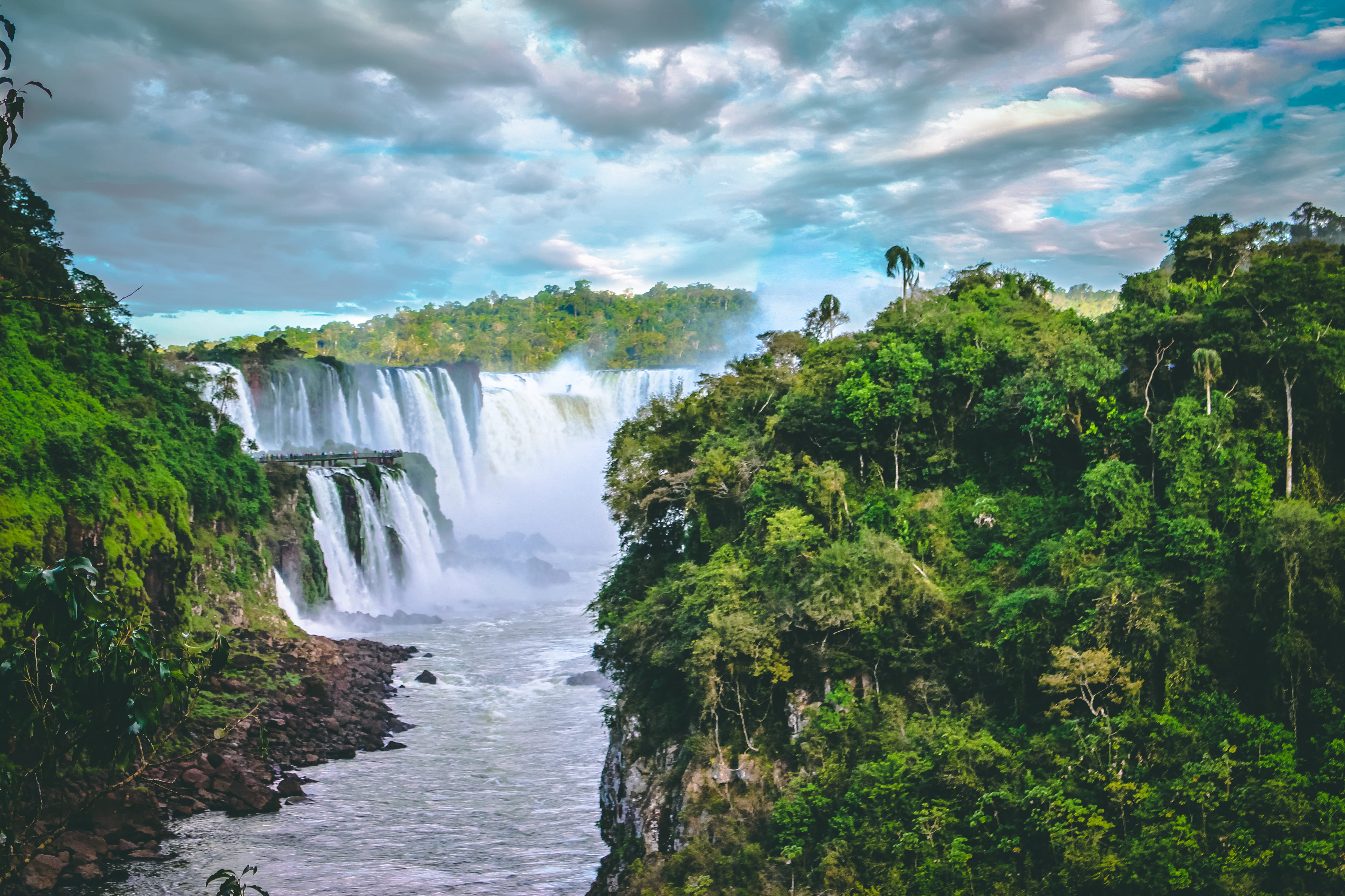 flowing, nature, environment, no people, parque nacional iguazú, land, 4K, waterfall, day, sky, scenics - nature, beauty in nature, argentina, growth, HD Wallpaper