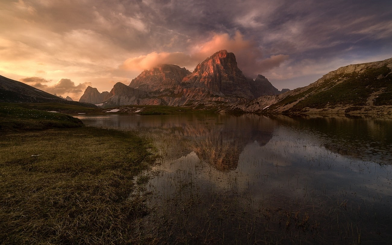land, nature, tranquil scene, Italy, clouds, beauty in nature, Dolomites (mountains), mountain peak, landscape, summer, scenics - nature, sky, cloud - sky, HD Wallpaper