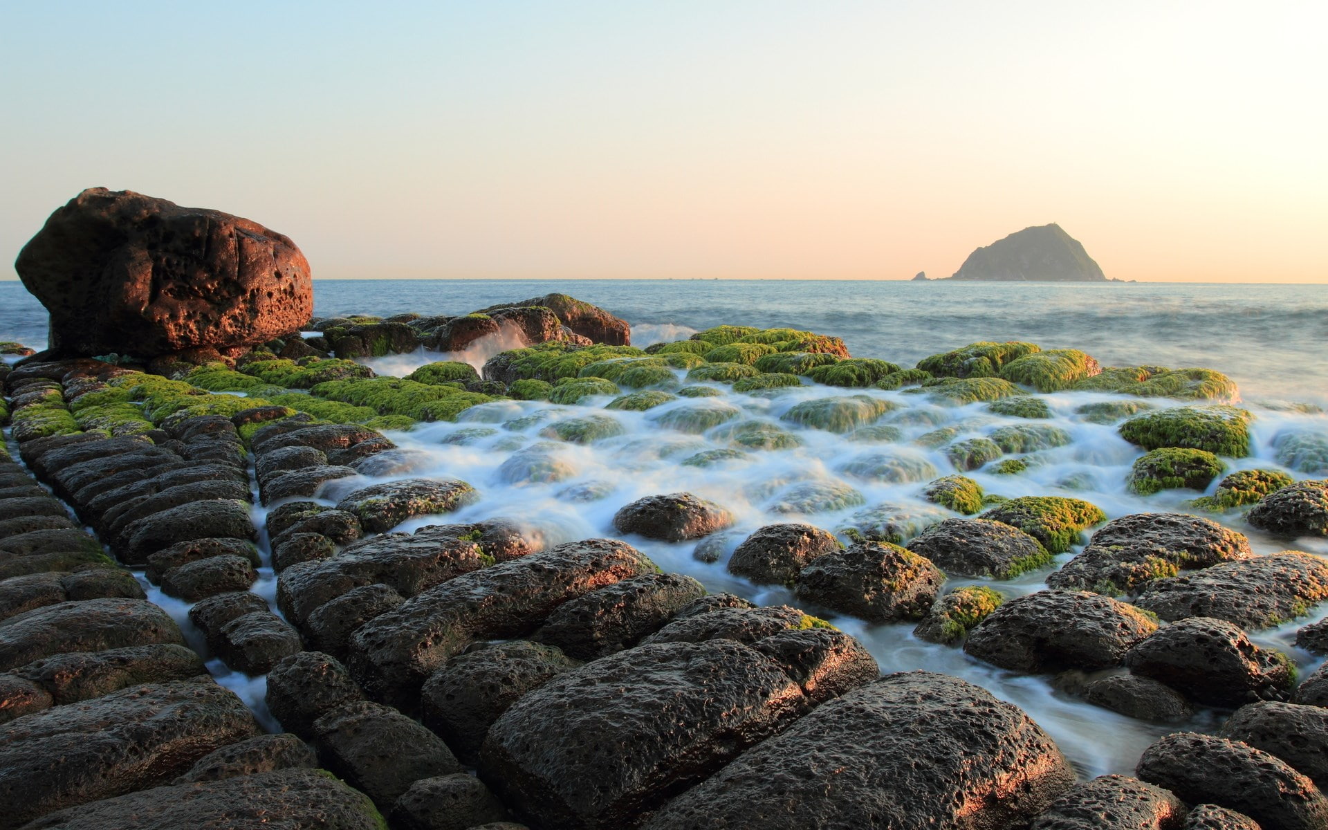 horizon over water, wonderful nature  1920x1200, rock, sea, rock - object, outdoors, beach, nature, sunset, water, clear sky, no people, rock formation, HD Wallpaper