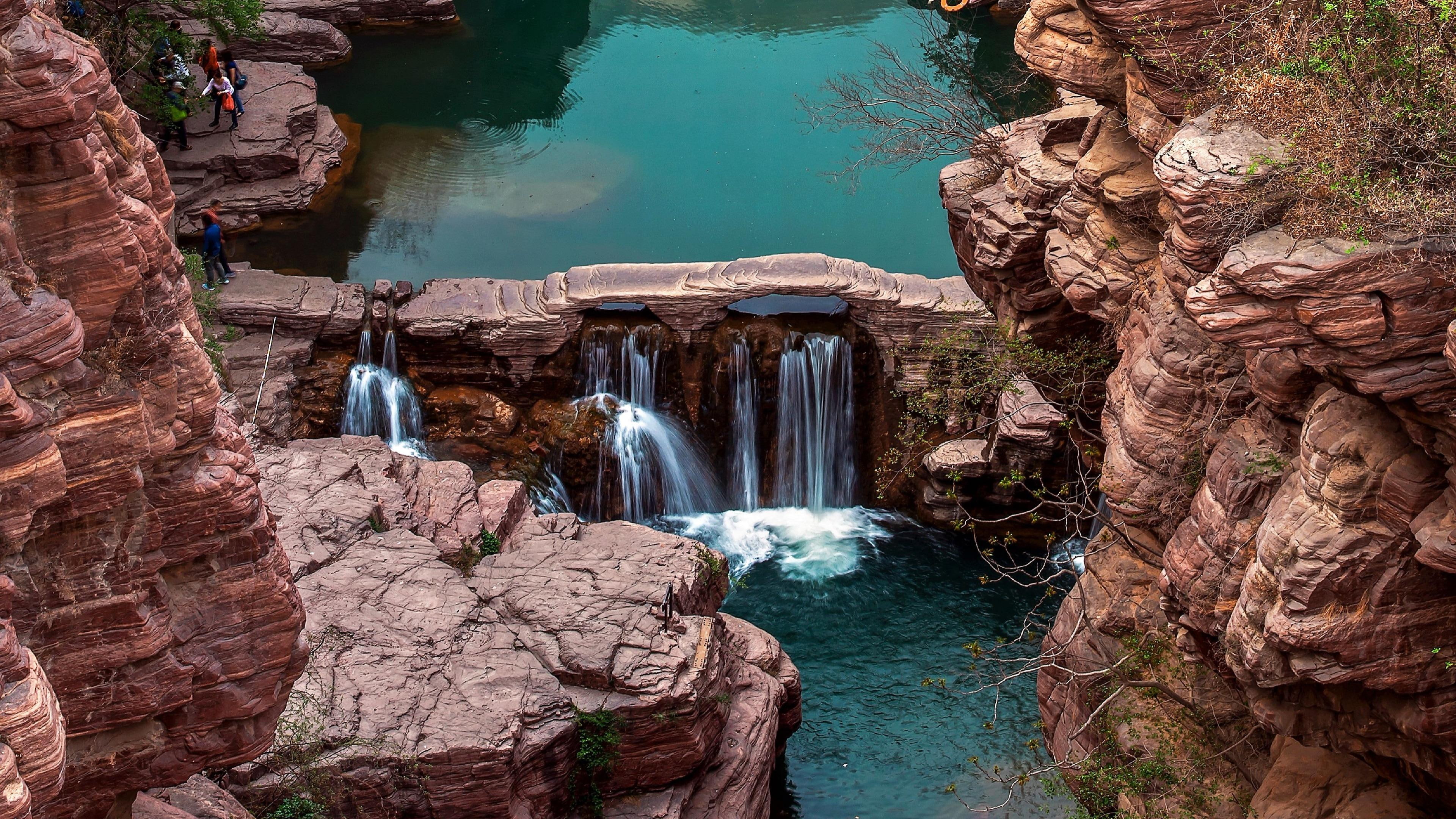 jiaozuo, rock formation, qingtian river, asia, 4K, river, waterfall, china, henan, canyon, yuntai mountain, yuntaishan, geopark, xinxiang, cliff, rock, HD Wallpaper