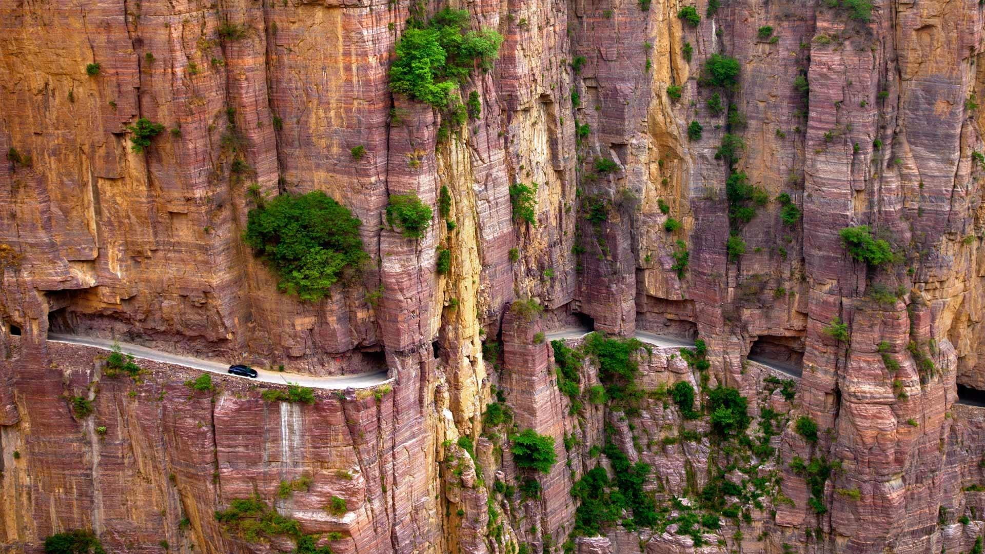 1080P, amazing, road, china, guoliang tunnel, cliff, dangerous road, asia, henan, HD Wallpaper